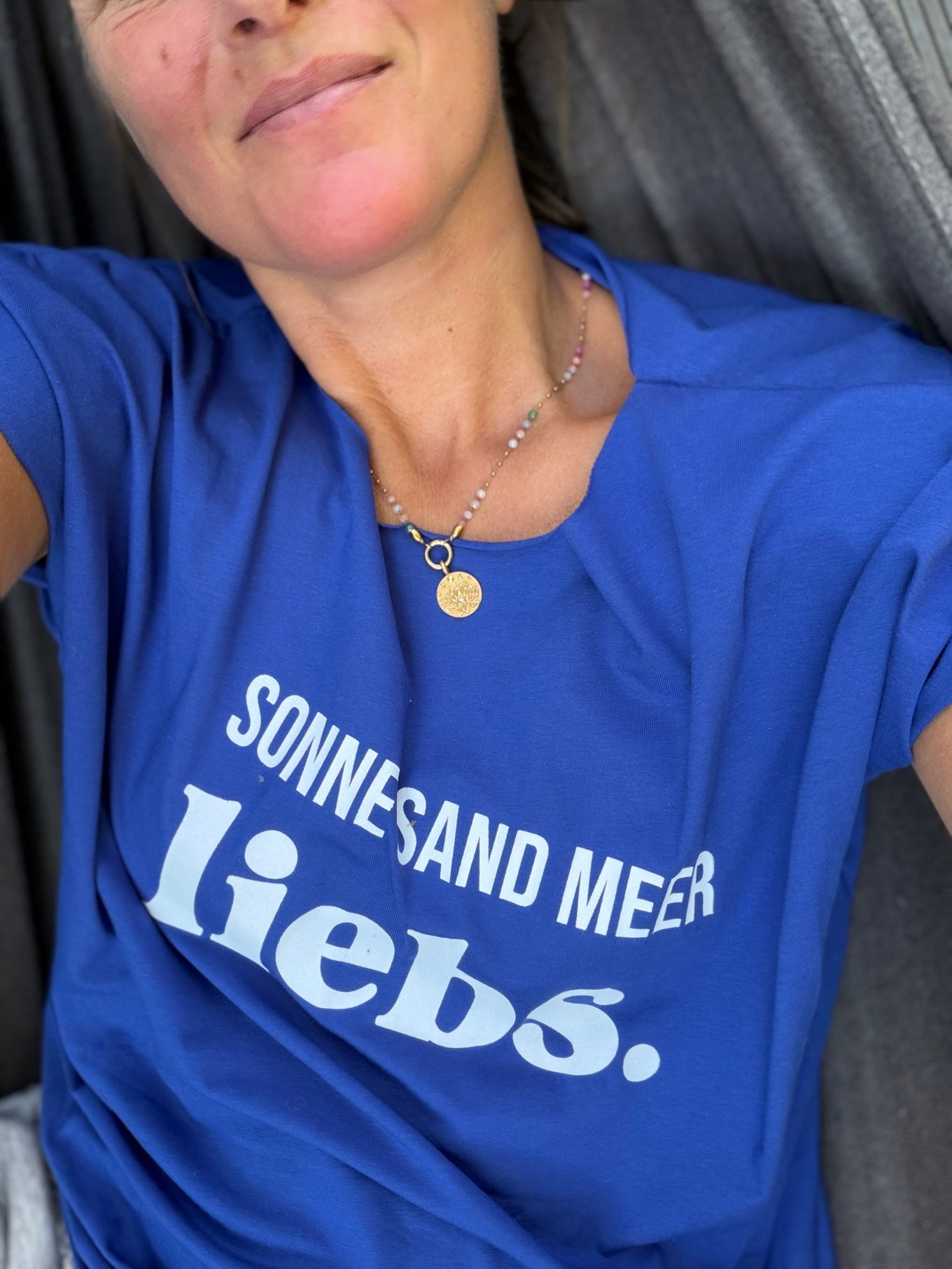 T-Shirt Sonne Sand Meer liebs, blau oder orange