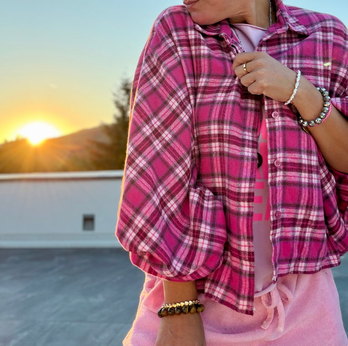Karo Bluse pink