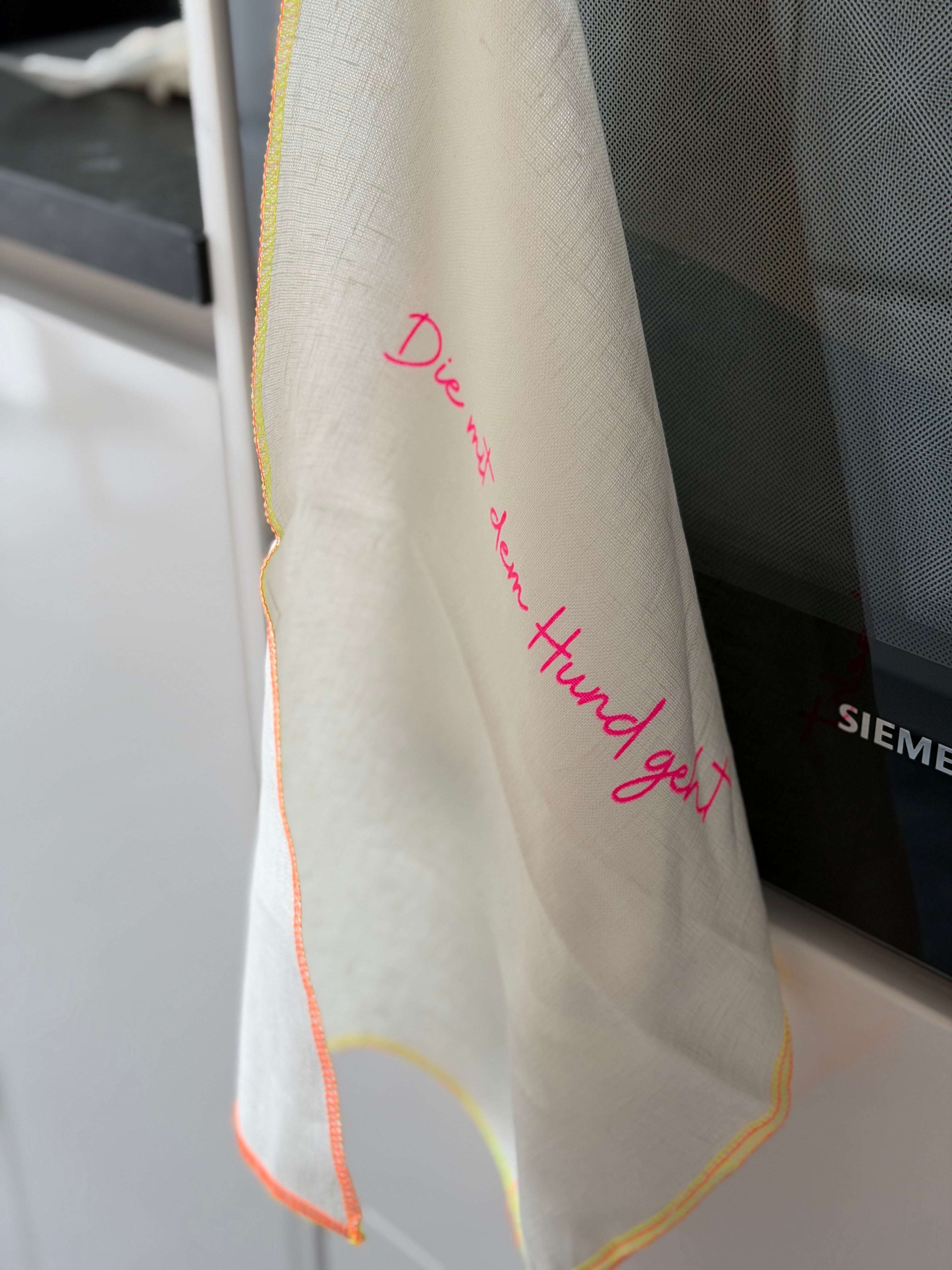 Leinen Geschirrtuch Küchentuch Die mit dem Hund geht