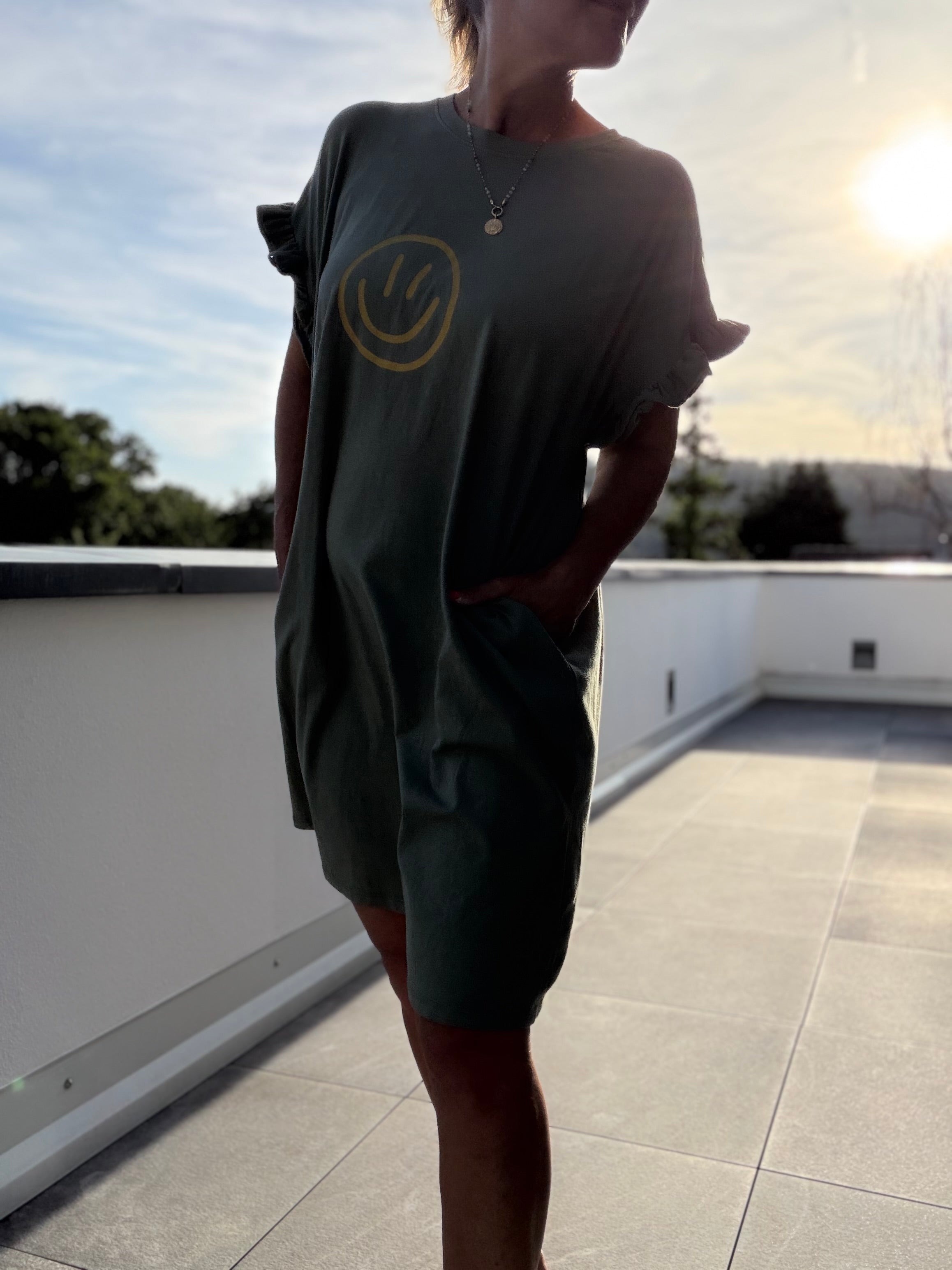 T-Shirt Kleid Smiley khaki
