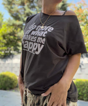 T-Shirt do more what makes me happy, Schoko oder Flieder