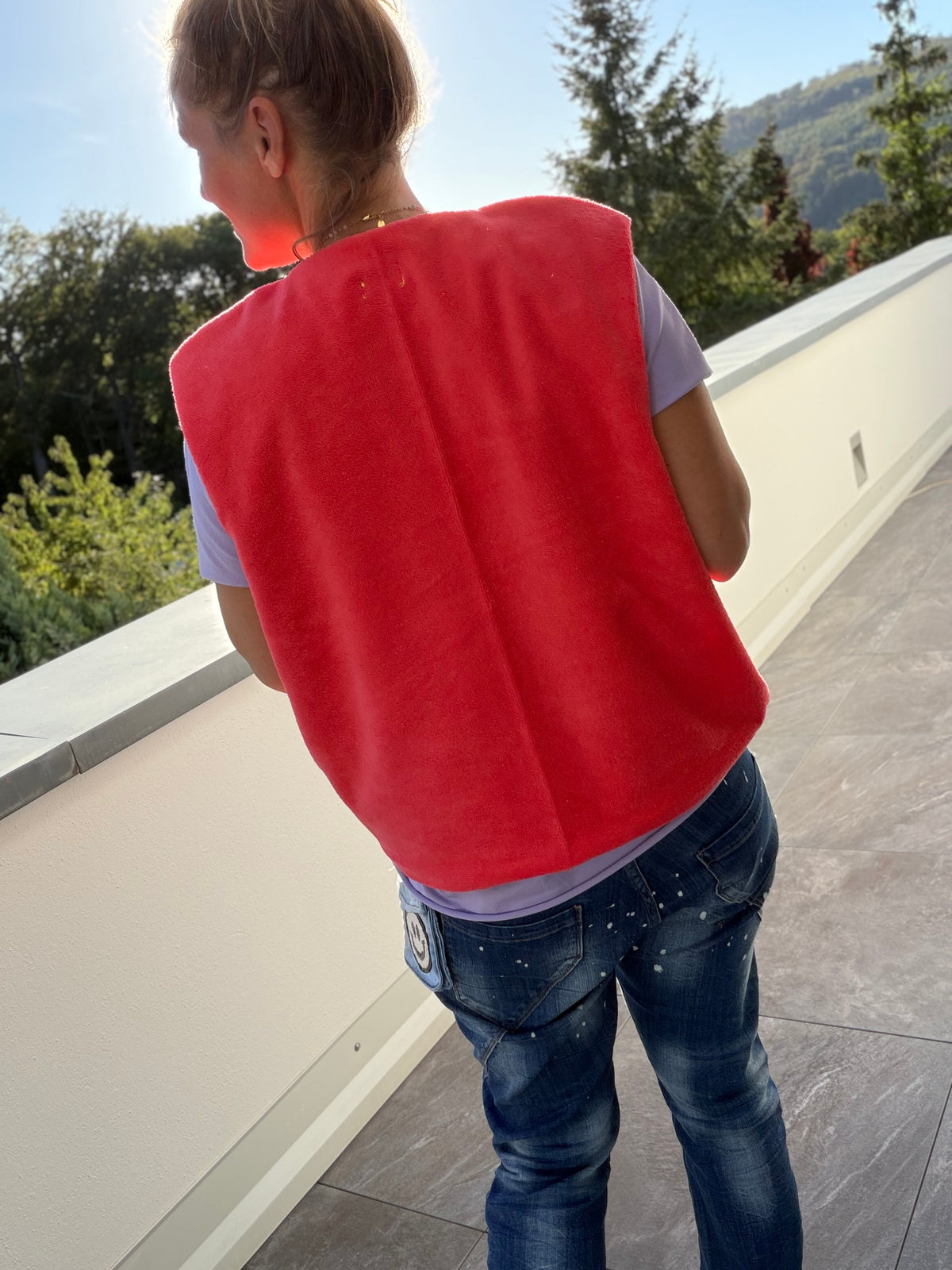 Handmade Weste Bambusfrottee coral/lila oder türkis/salbei