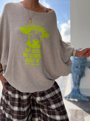 Oversize Strickpullover Strickshirt Kuh NO STRESS NO RULES JUST BE
