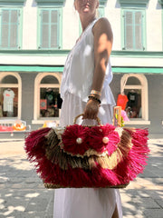 Strandkorb Korb Tasche Blumen pink