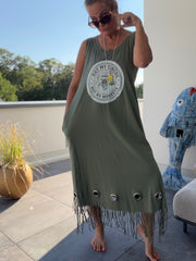 Kleid Not my Circus Not my Monkeys mit Fransen