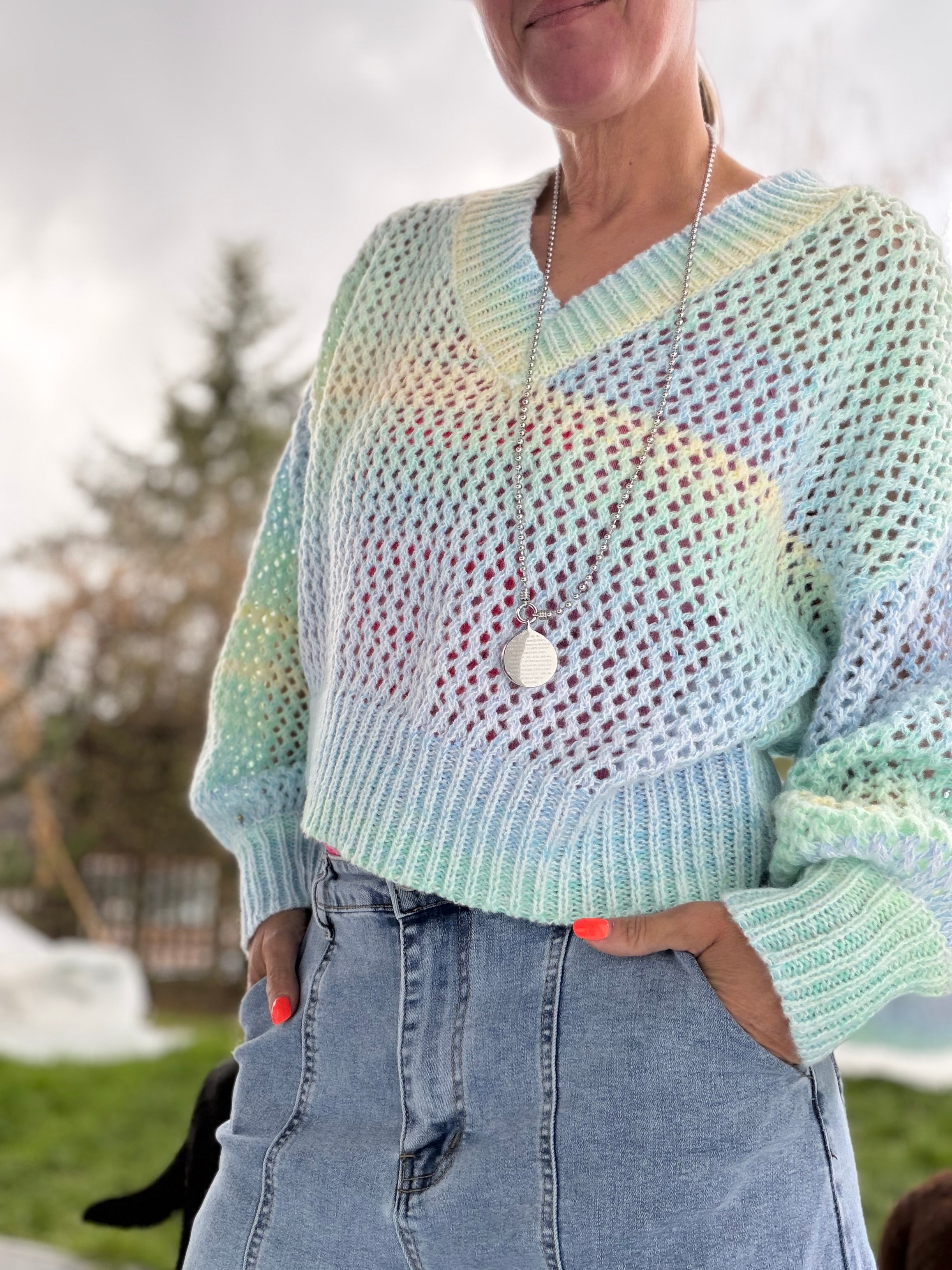 Strickpullover Pastell kurz