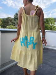 Spaghetti Kleid Musselinkleid happy
