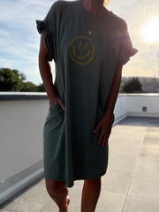 T-Shirt Kleid Smiley khaki