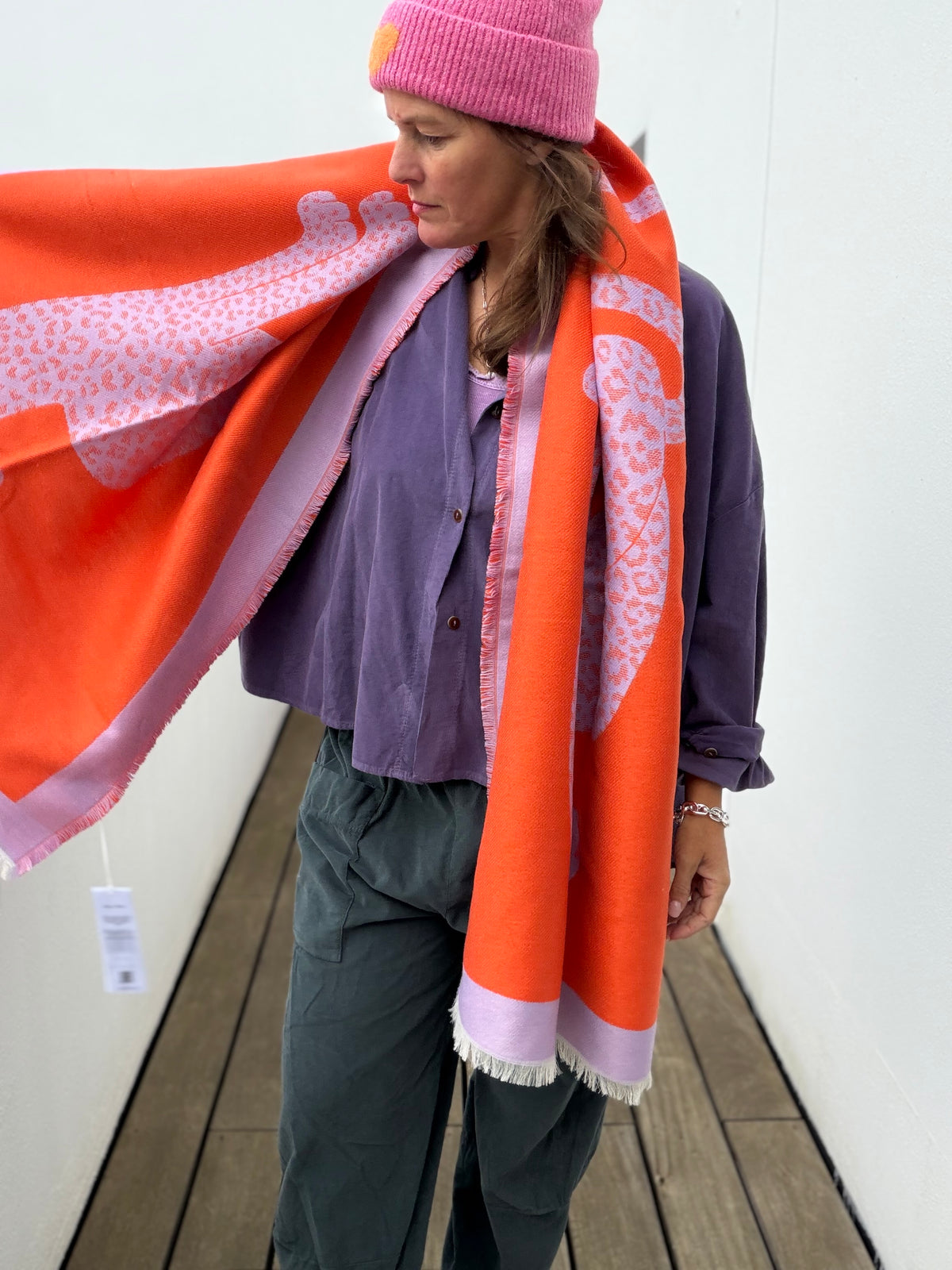 Tuch / Schal Leo orange/flieder