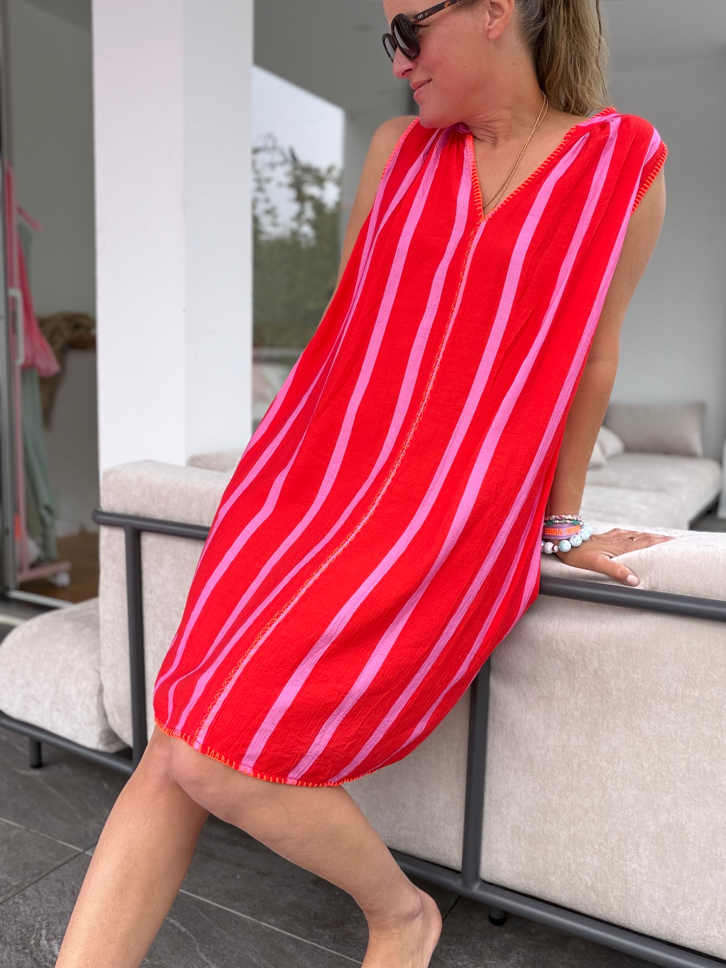 Viskose Tunika mit Neon, pink oder navy