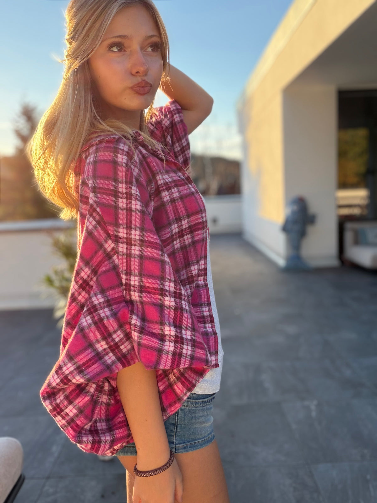 Karo Bluse pink