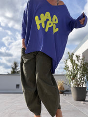 BIGSIZE Shirt long HAPPY, 2 Farben