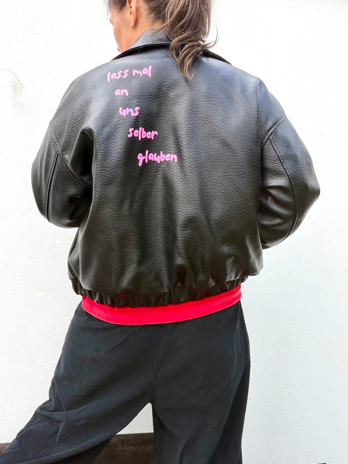 Kunstlederjacke Lass mal an uns selber glauben
