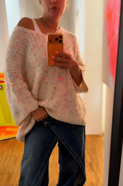Strickpullover Oversize mit Neon Dots