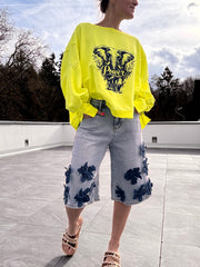 Jeans Bermuda Bloom Blumen