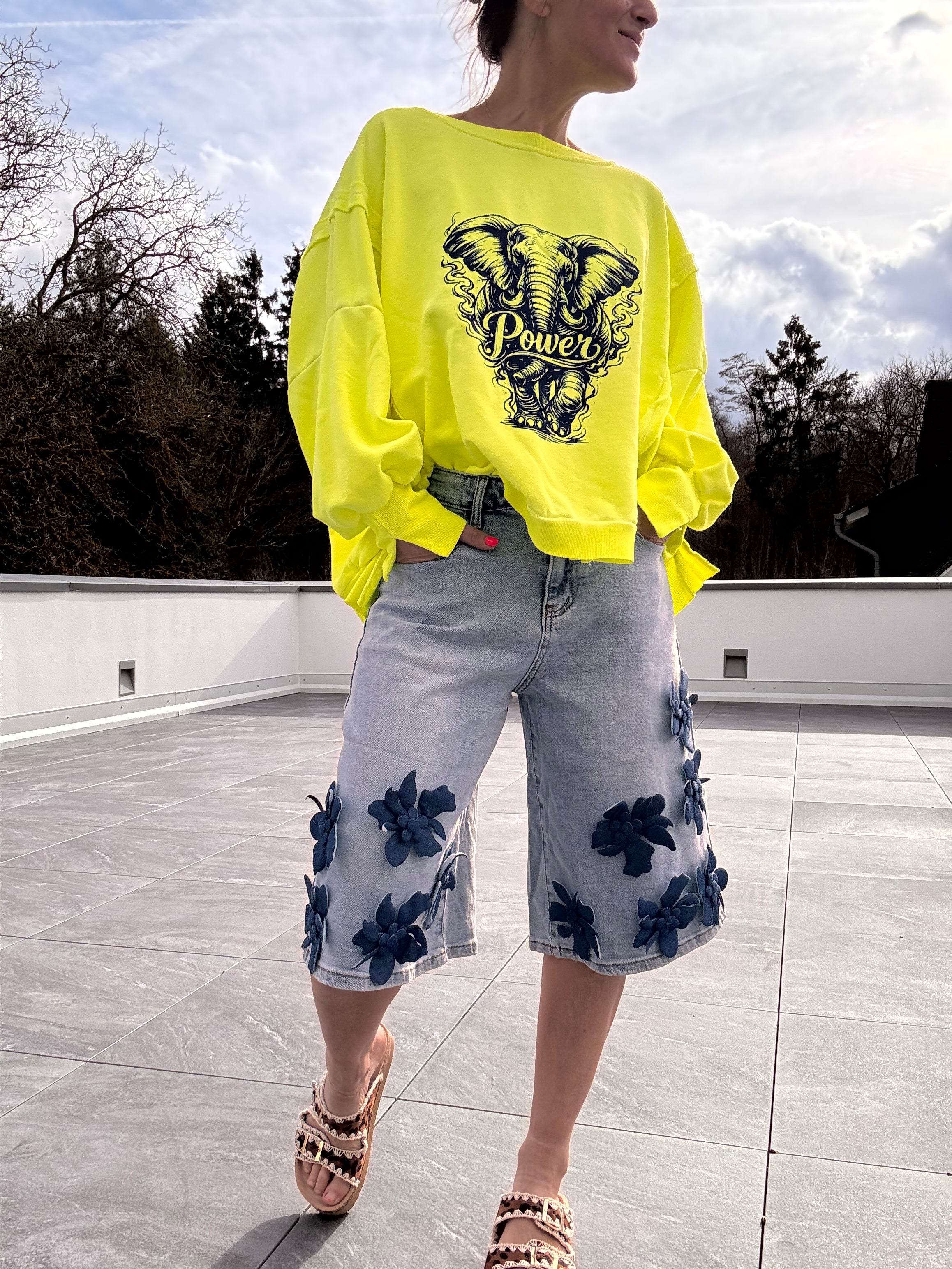 Jeans Bermuda Bloom Blumen