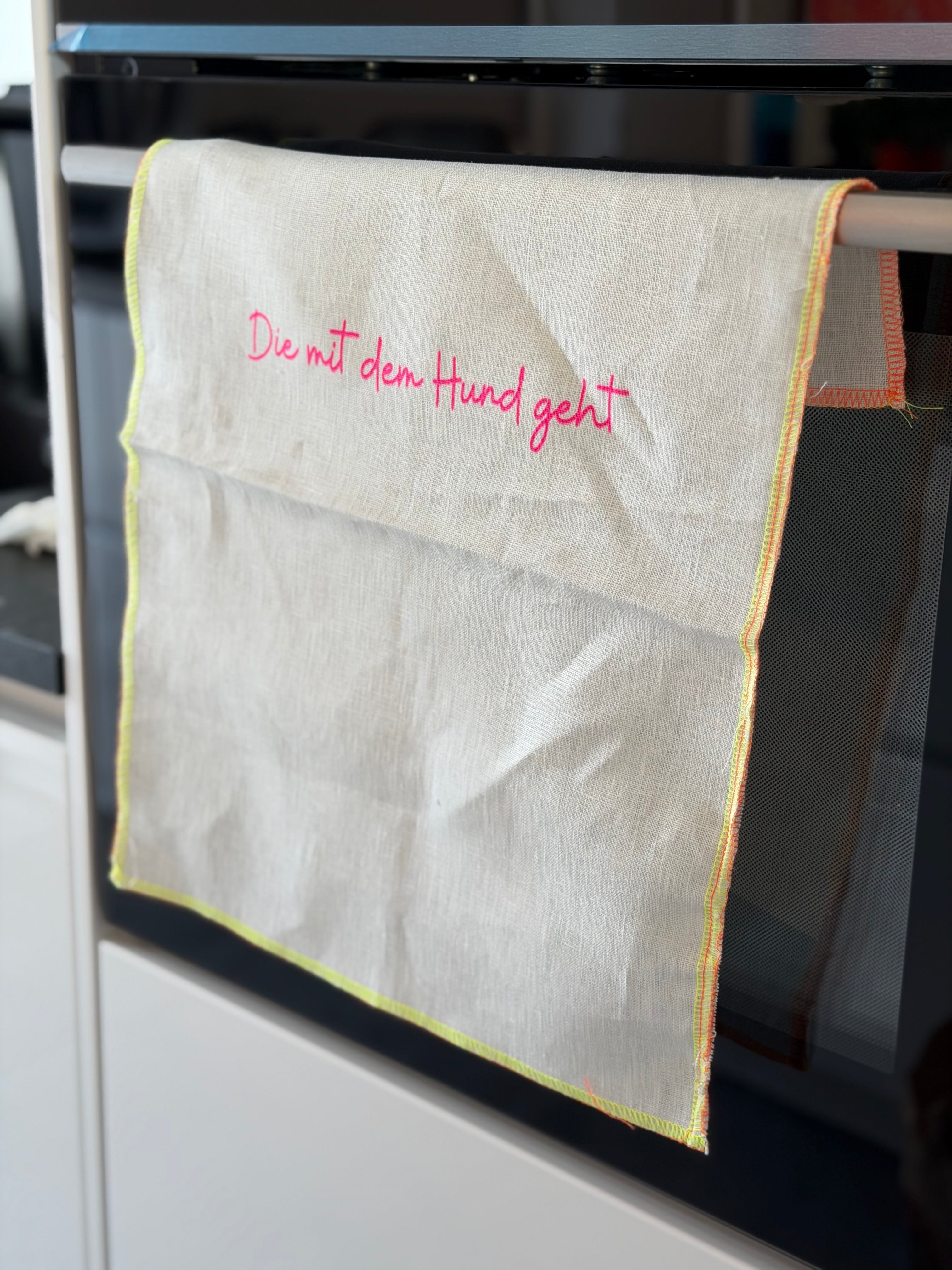 Leinen Geschirrtuch Küchentuch Die mit dem Hund geht