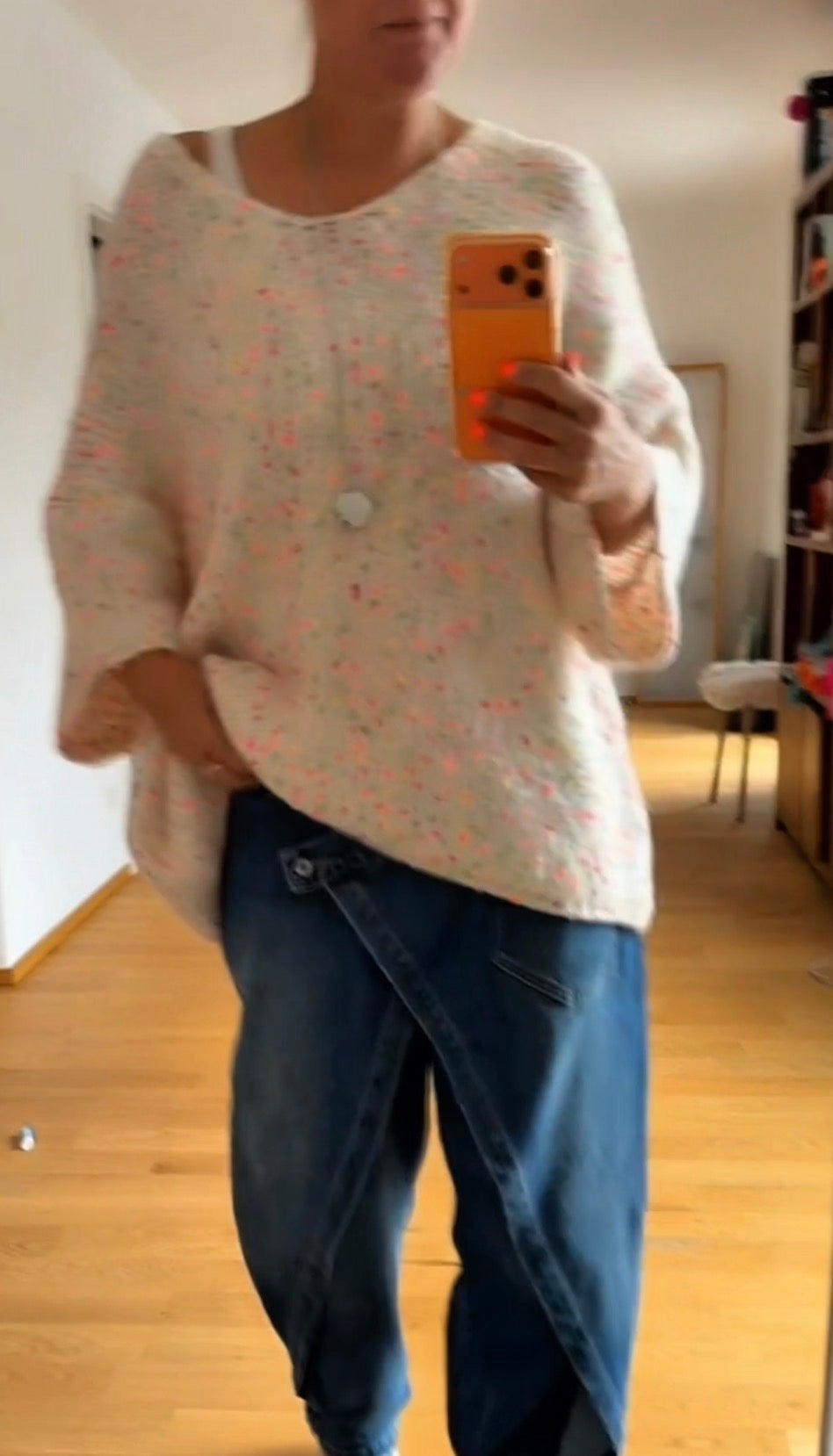 Strickpullover Oversize mit Neon Dots