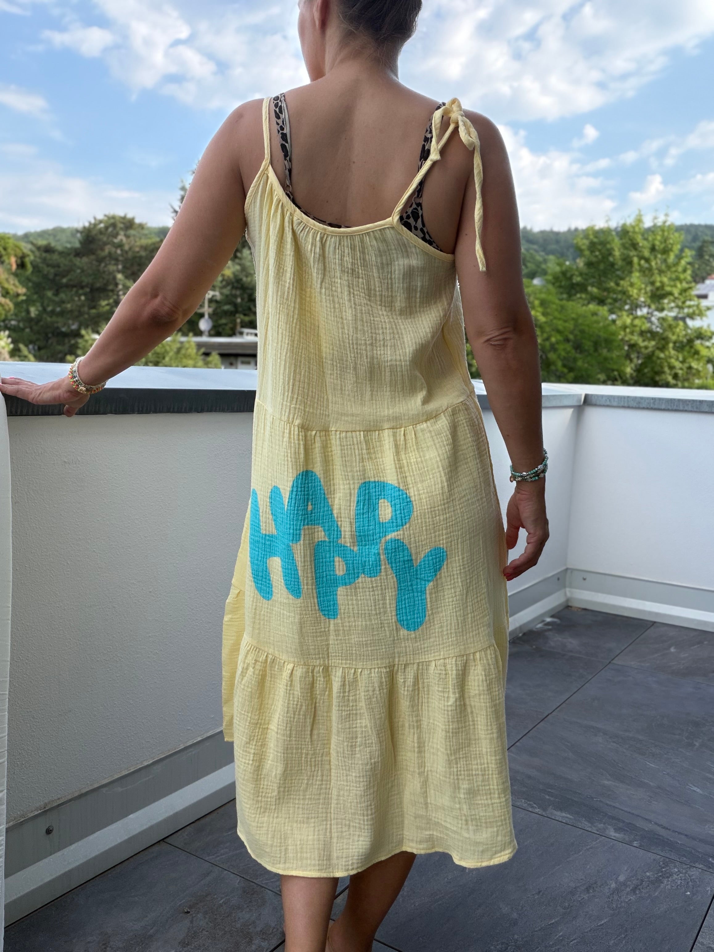 Spaghetti Kleid Musselinkleid happy