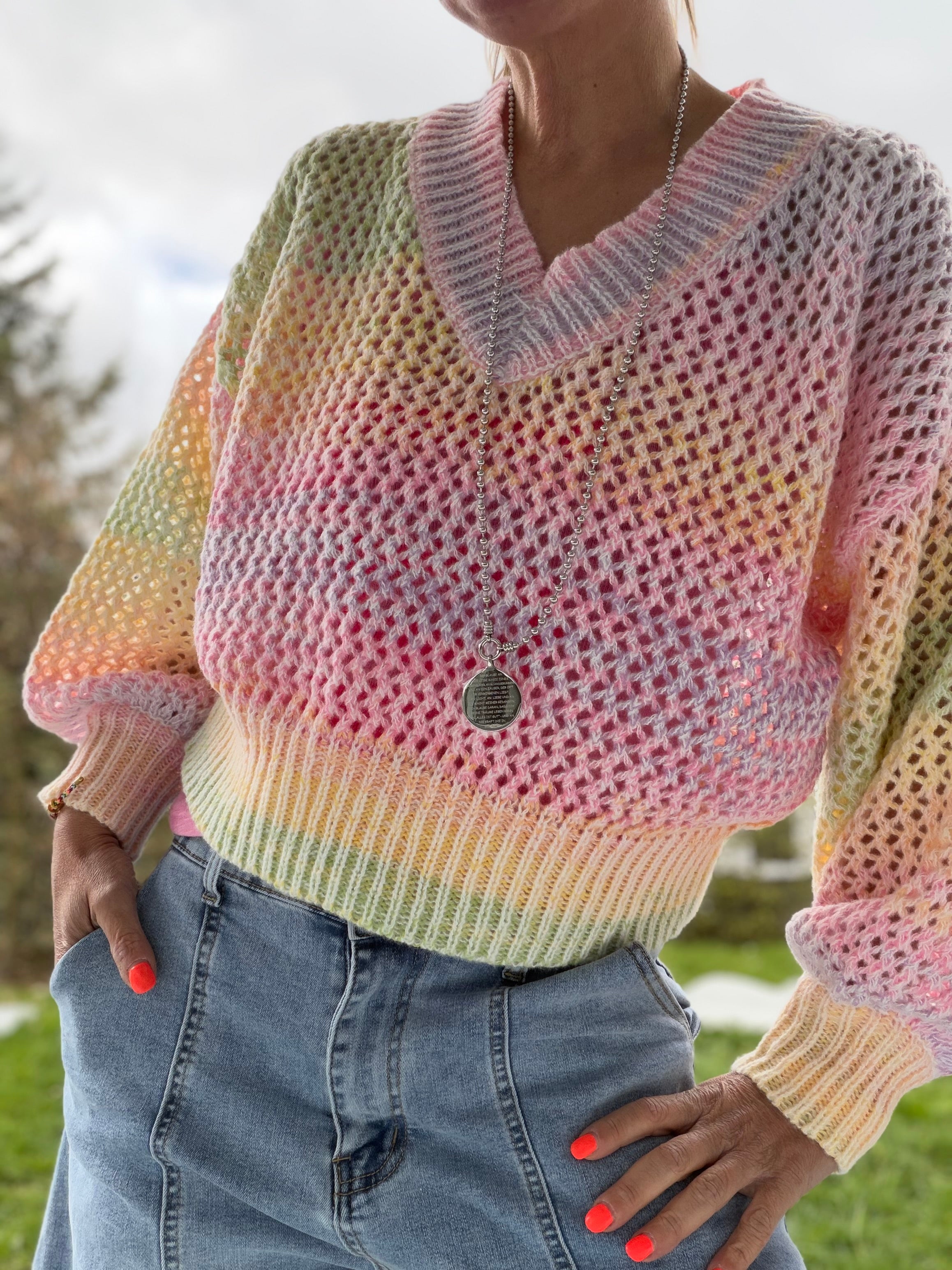 Strickpullover Pastell kurz