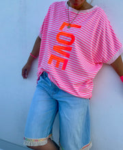 Oversize Streifen T-Shirt LOVE