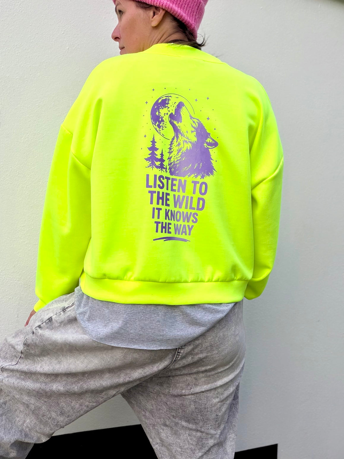 Sweatjacke Jacke NEON Listen to the wild