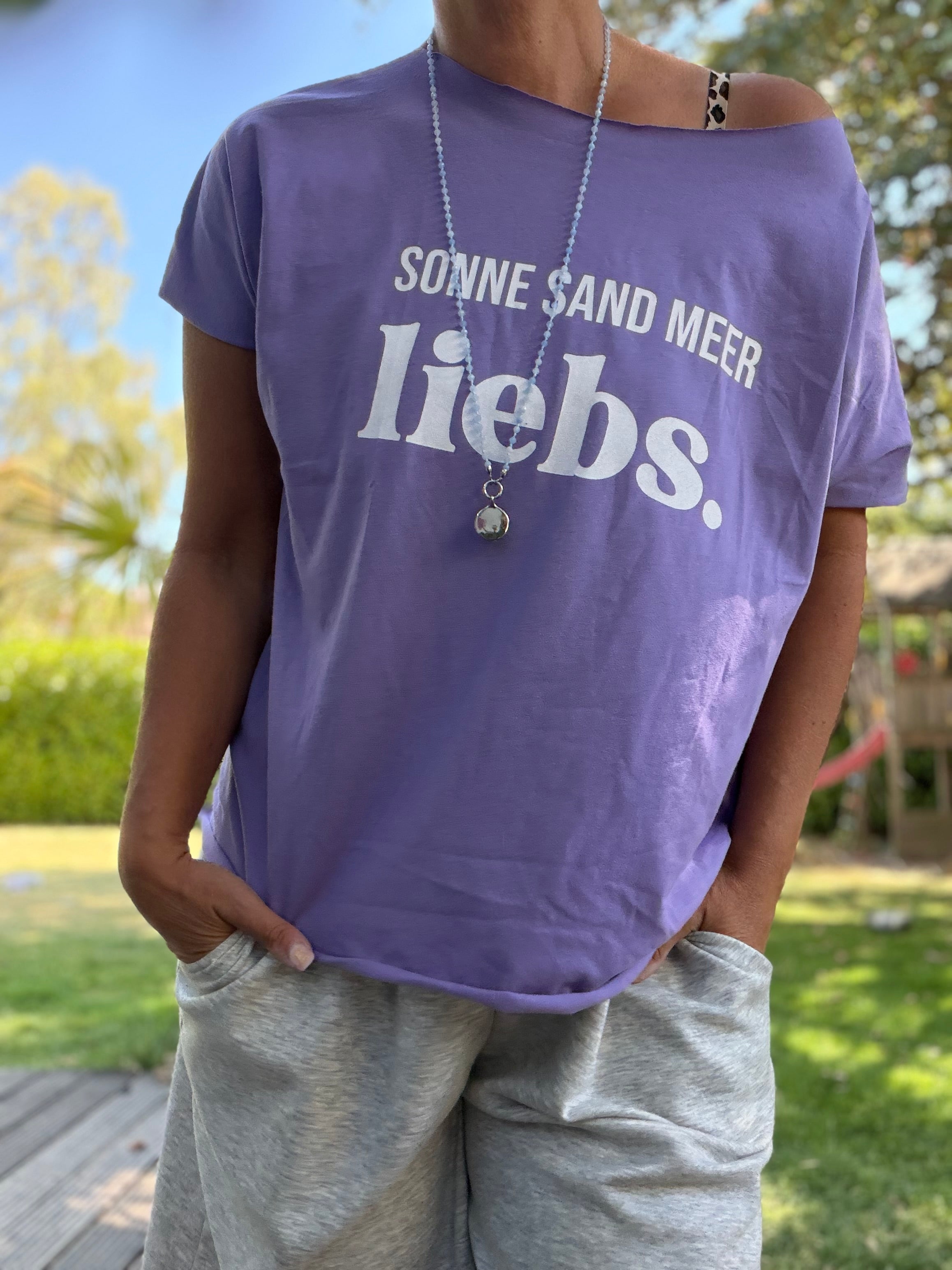 T-Shirt Sonne Sand Meer liebs, blau oder orange