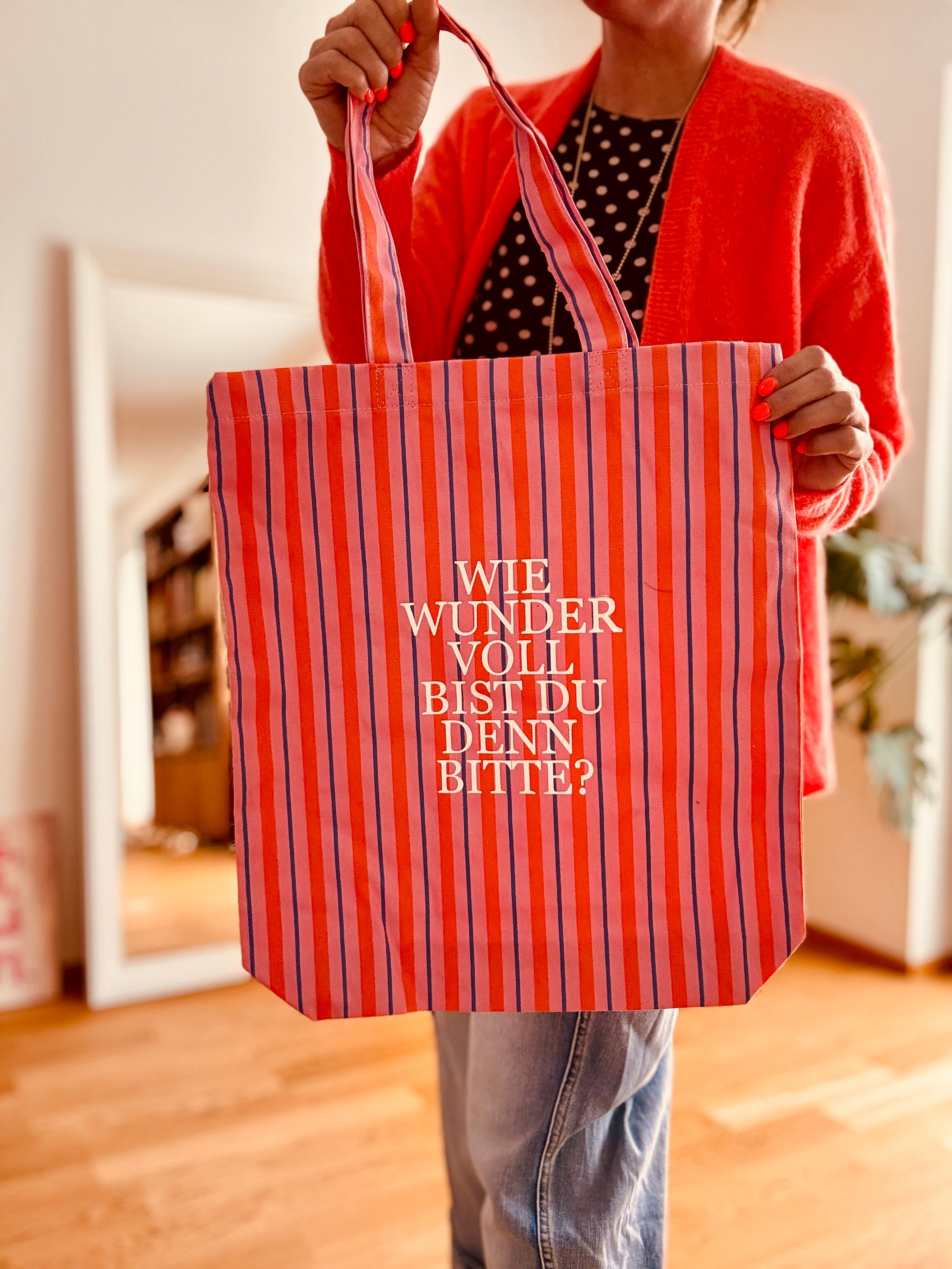 Baumwolltasche Stofftasche Wie wundervoll bist du denn bitte?