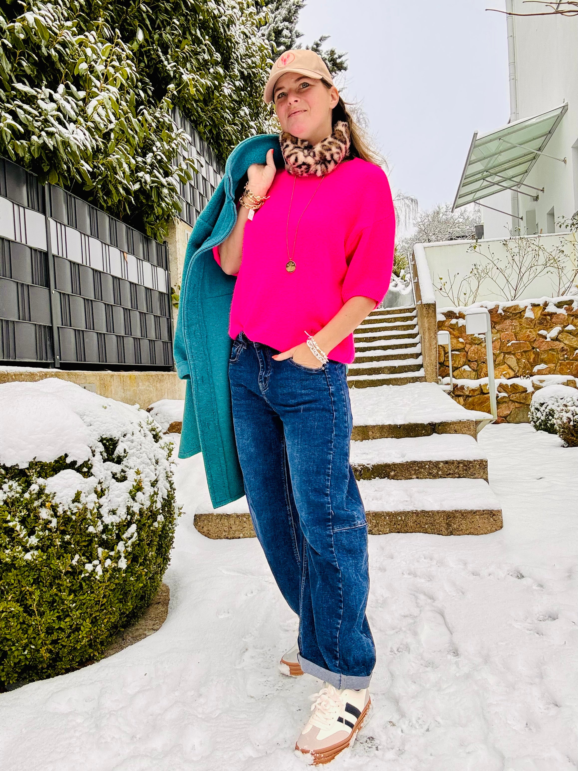 Alpaca Pullover kurzarm pink