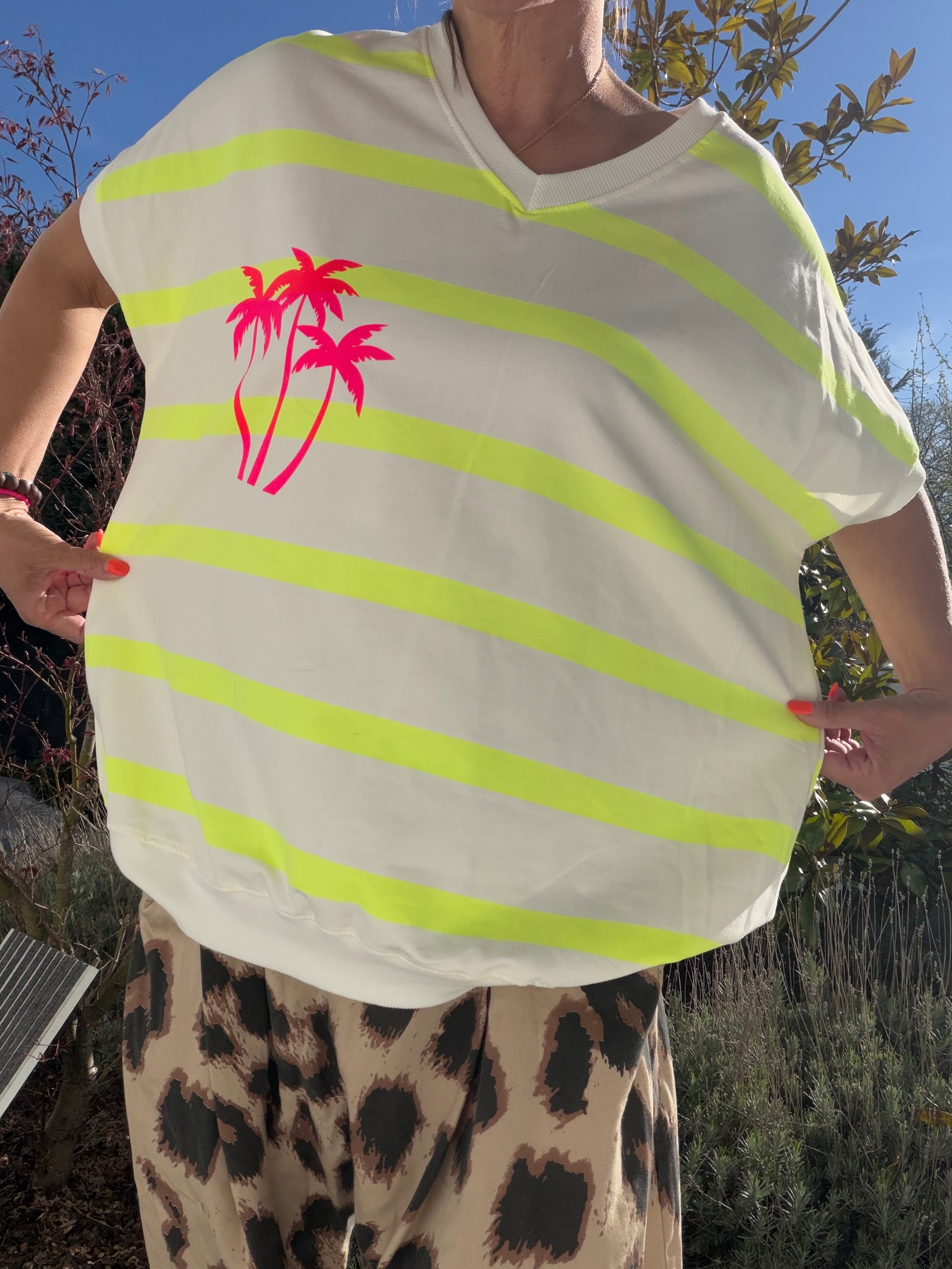 Oversize Streifenshirt Palme