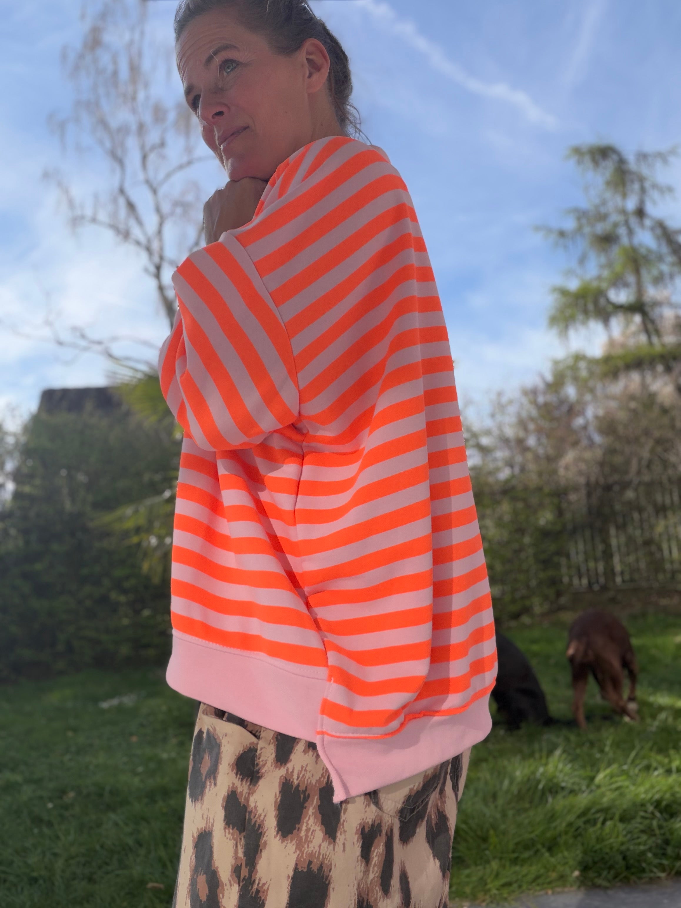 Streifen Neon Shirt Palme