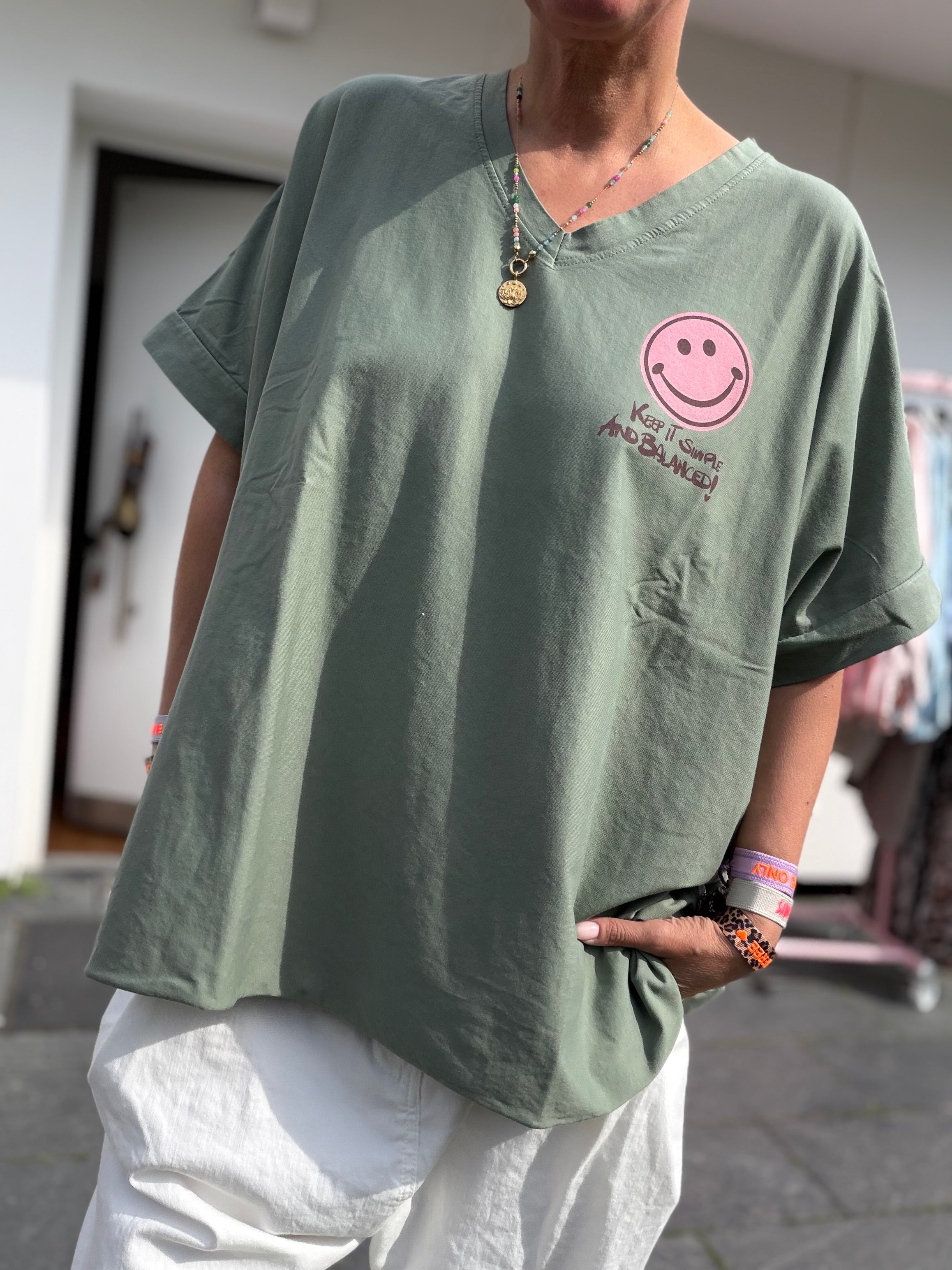 Oversize T-Shirt Smiley, 3 Farben