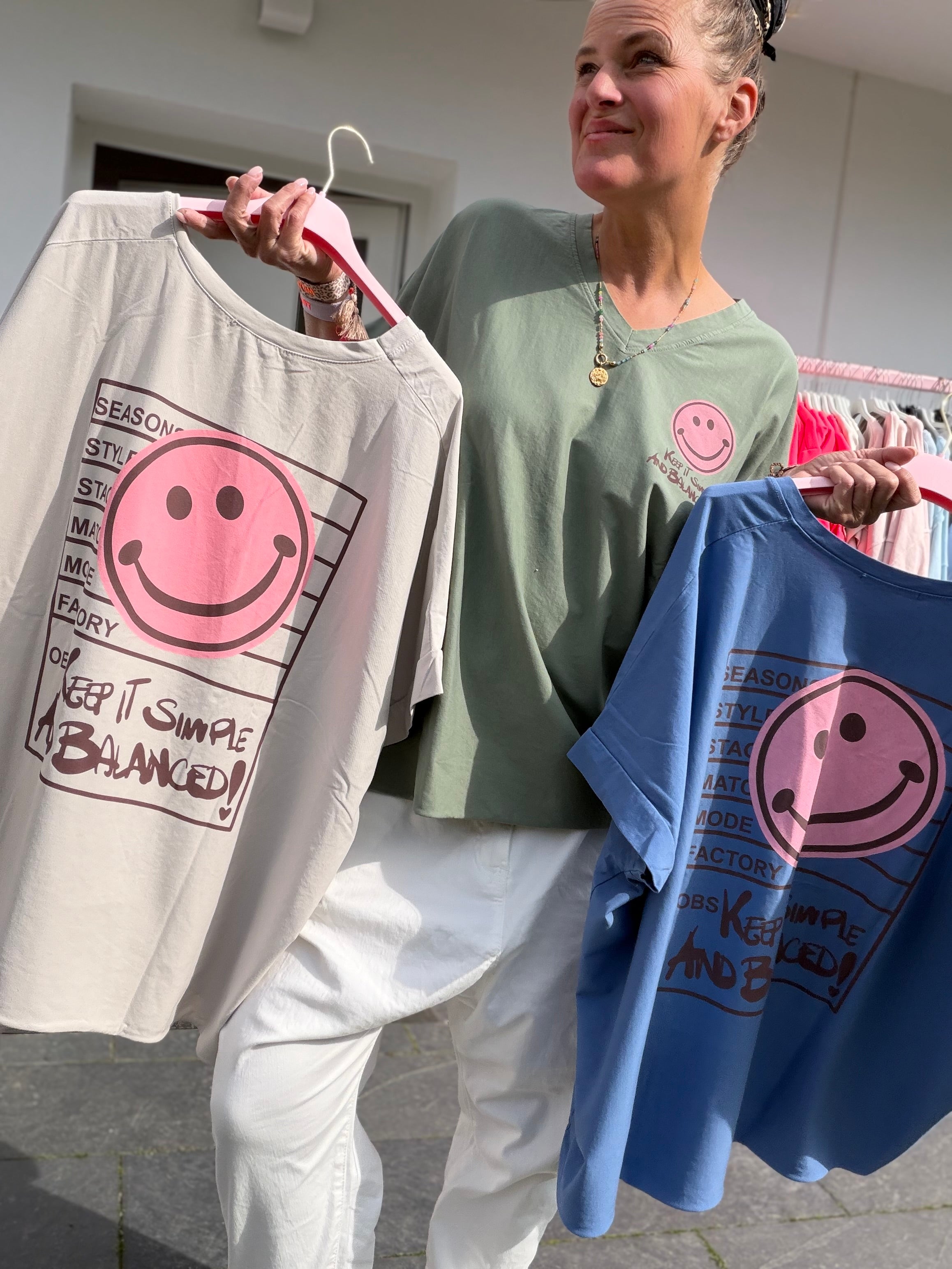 Oversize T-Shirt Smiley, 3 Farben