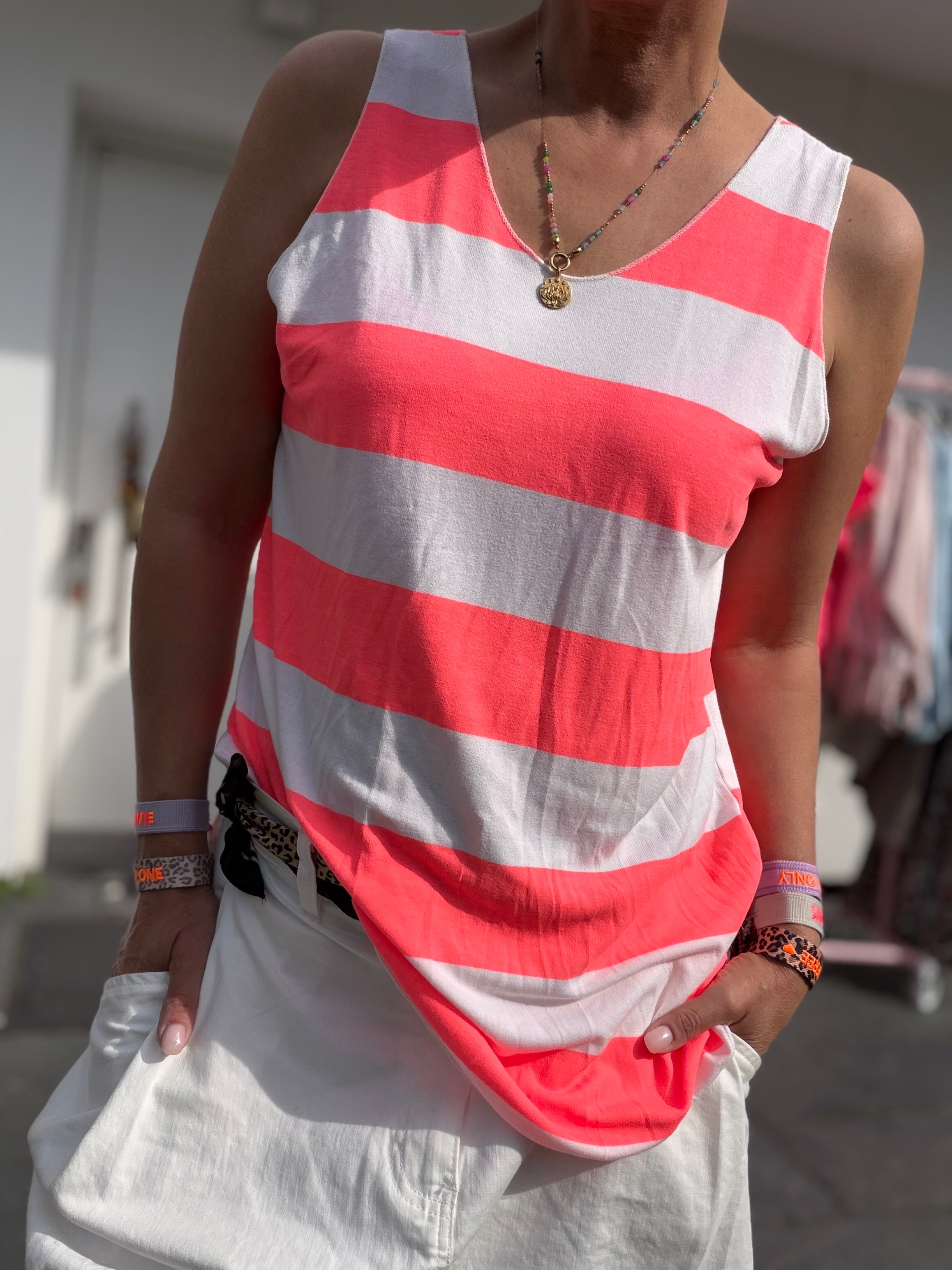 Viskose TOP Neon Streifen