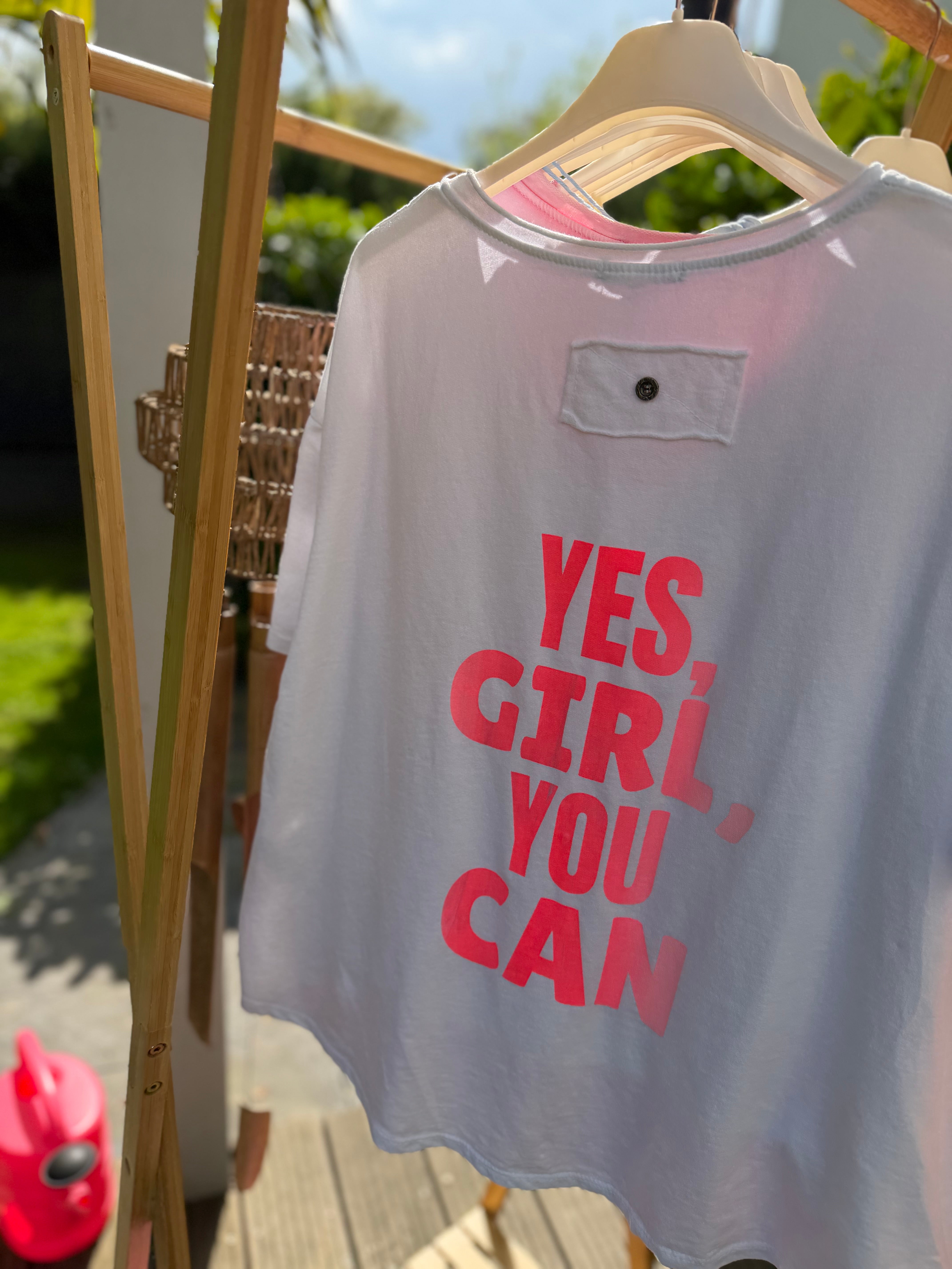 Crop T-Shirt yes girl you can, 5 Farben