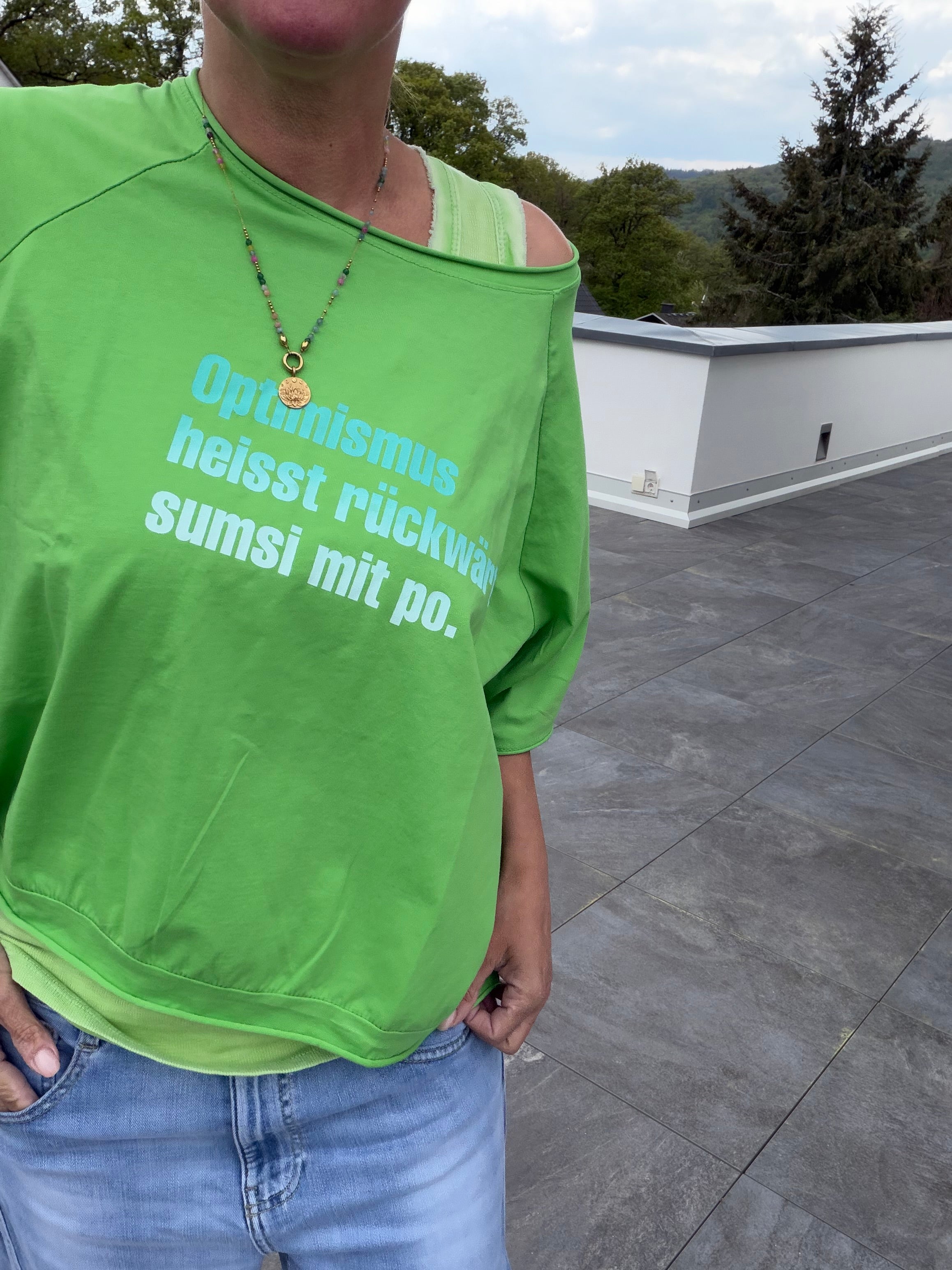 Oversize T-Shirt Optimismus heißt rückwärts SUMSI MIT PO