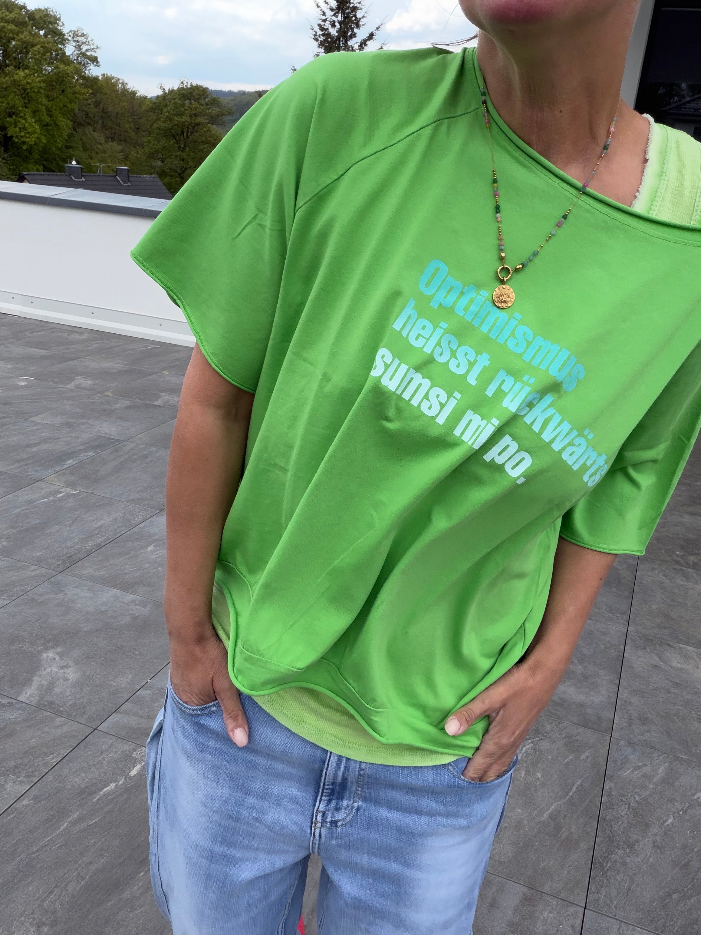 Oversize T-Shirt Optimismus heißt rückwärts SUMSI MIT PO