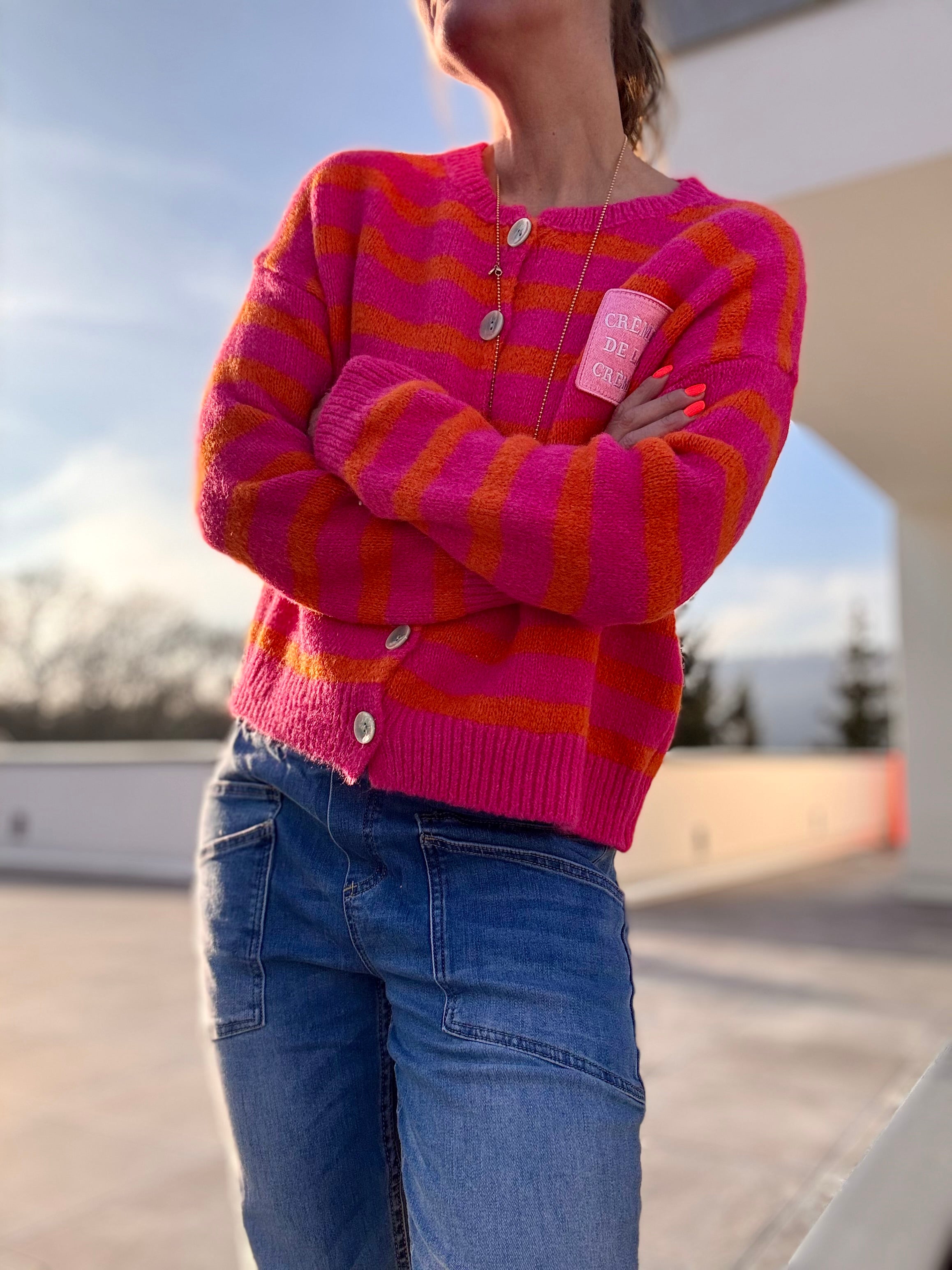 creme de la creme Strickjacke Streifen