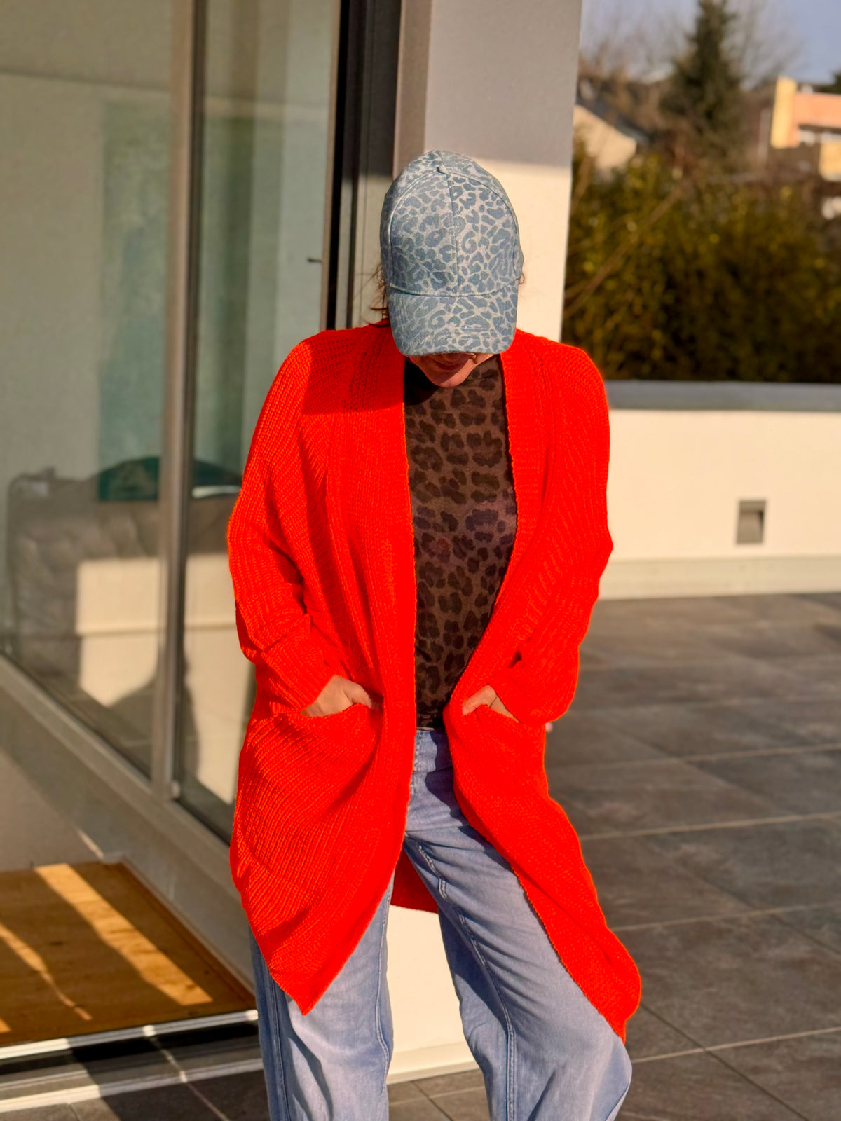 Neon Strick Cardigan orange oder gelb