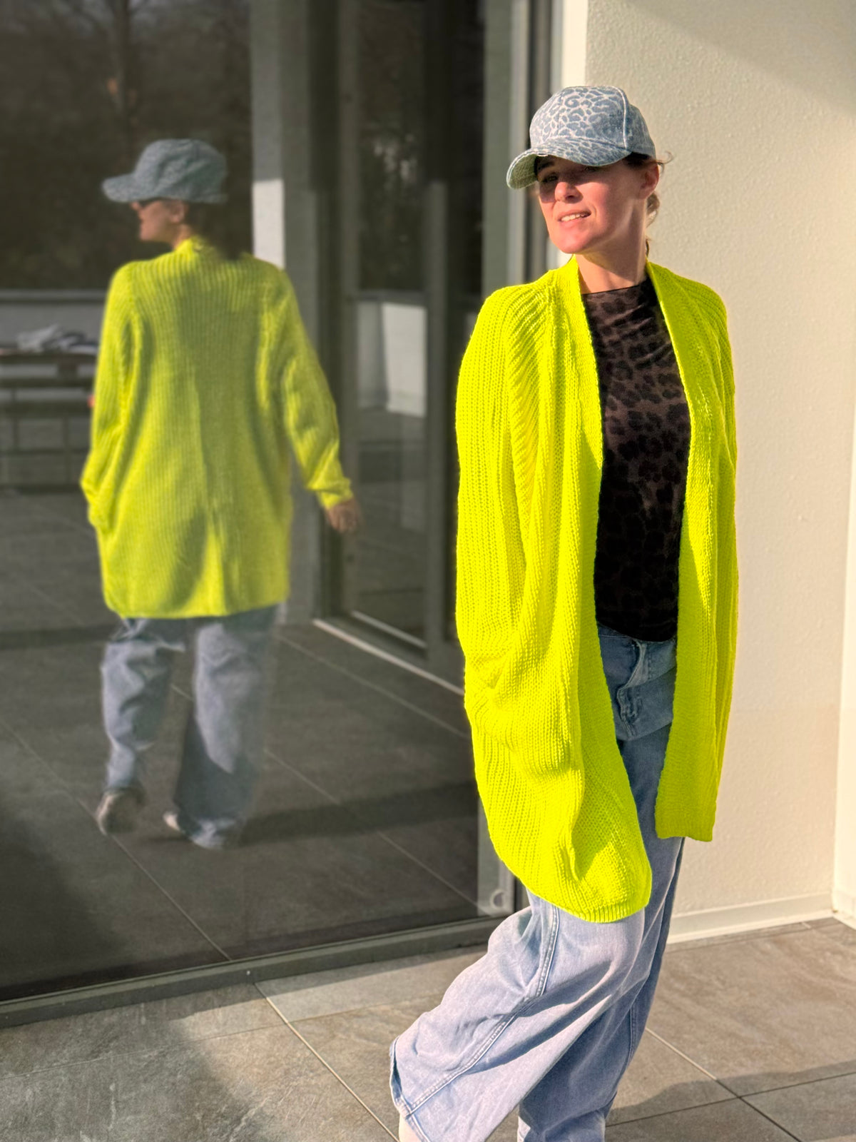 Neon Strick Cardigan orange oder gelb