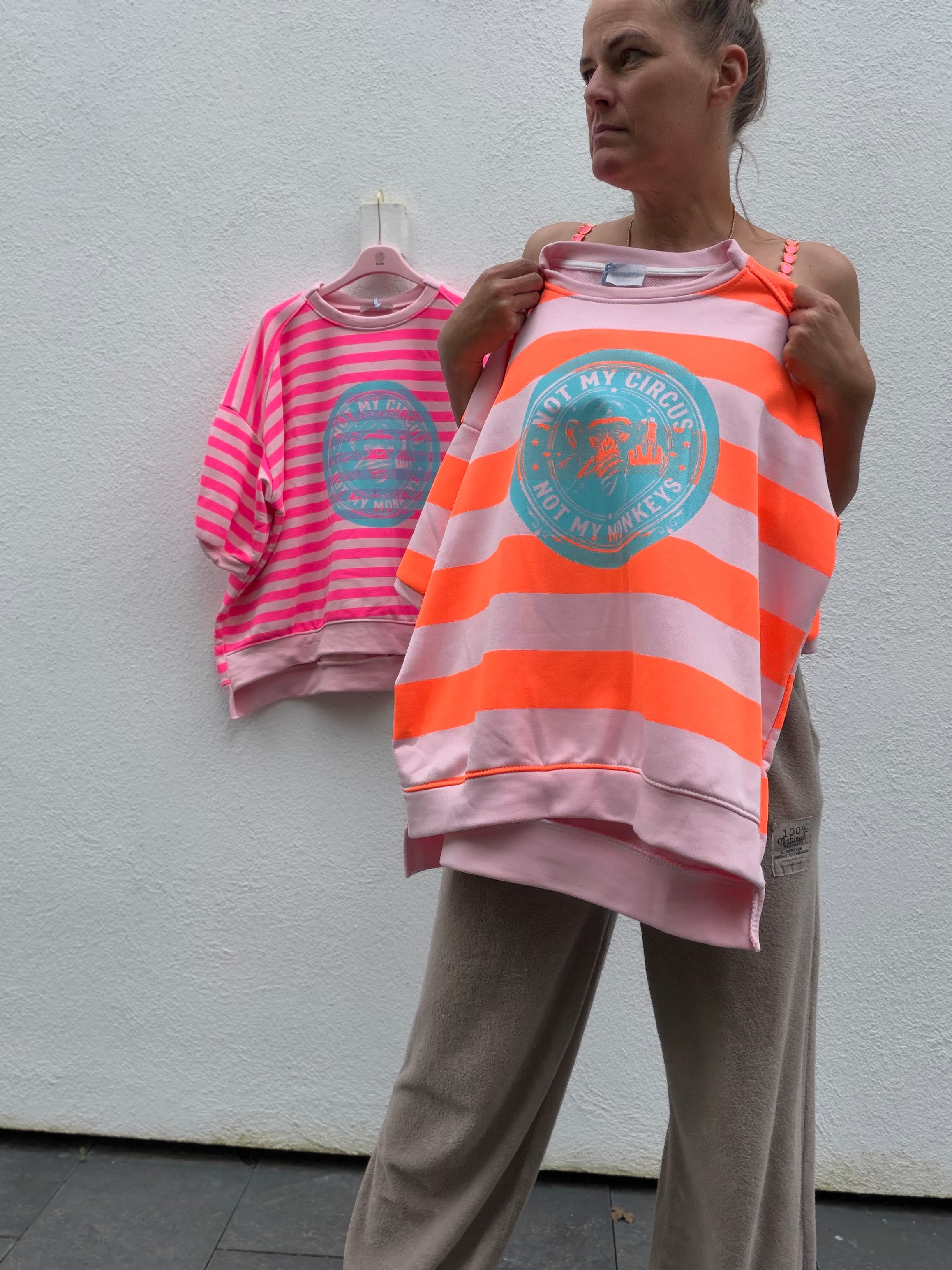 Streifen neon shirt not my circus, not my monkeys
