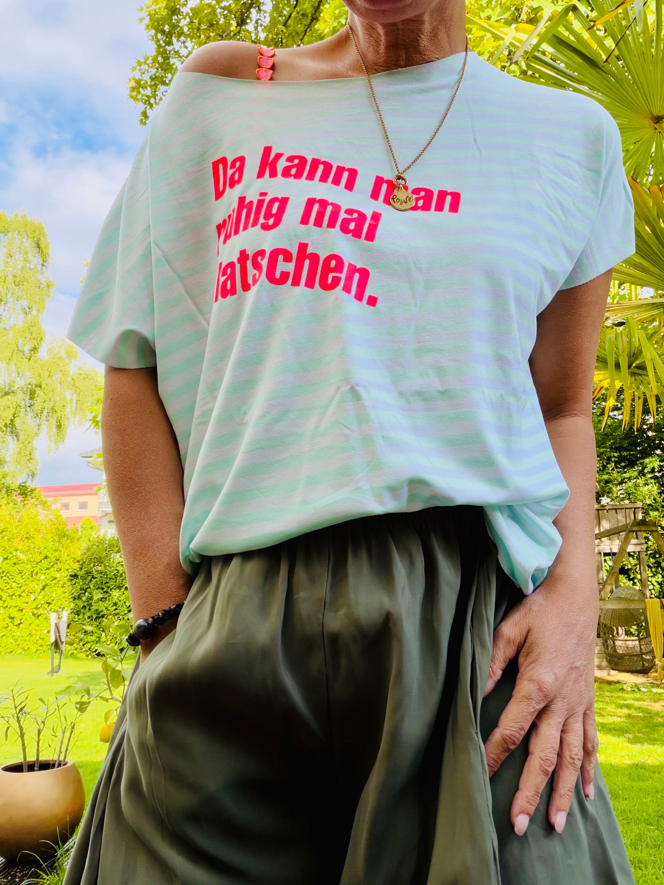T-Shirt Da kann man ruhig mal klatschen Mint Stripes