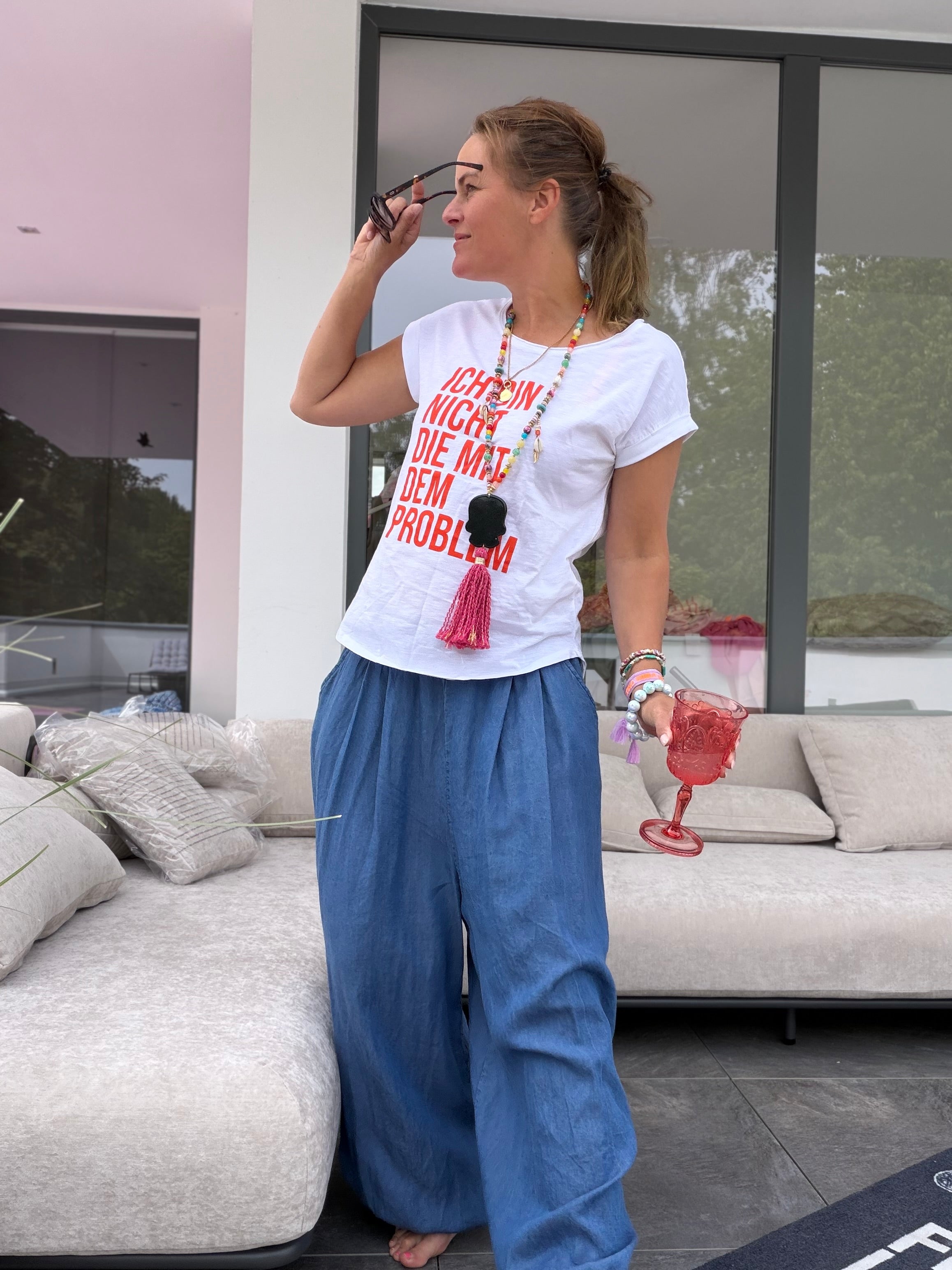 Jeans Hosenrock mit Raffung