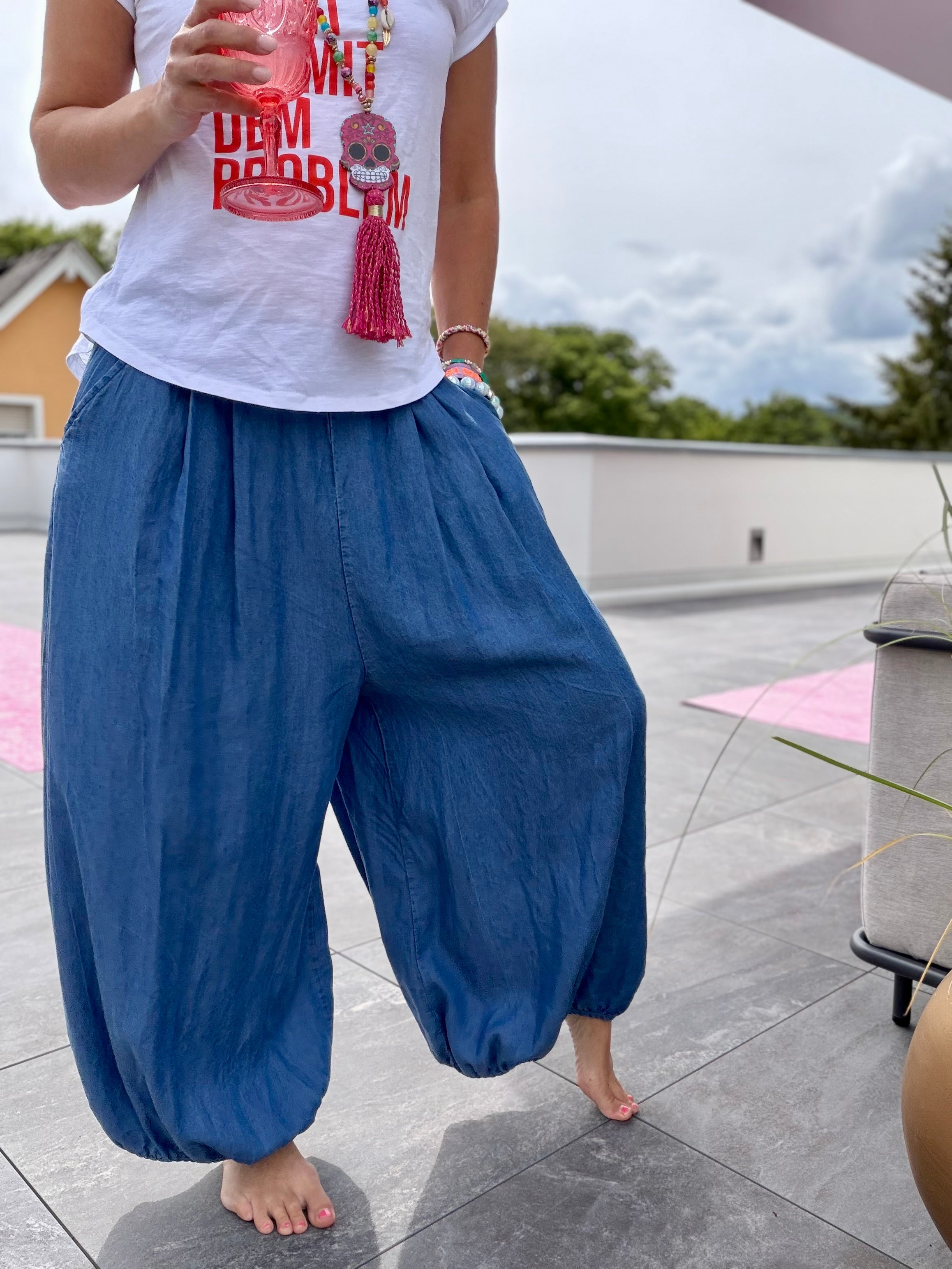 Jeans Hosenrock mit Raffung