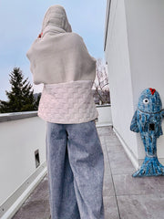 Longweste Materialmix Kapuzenweste