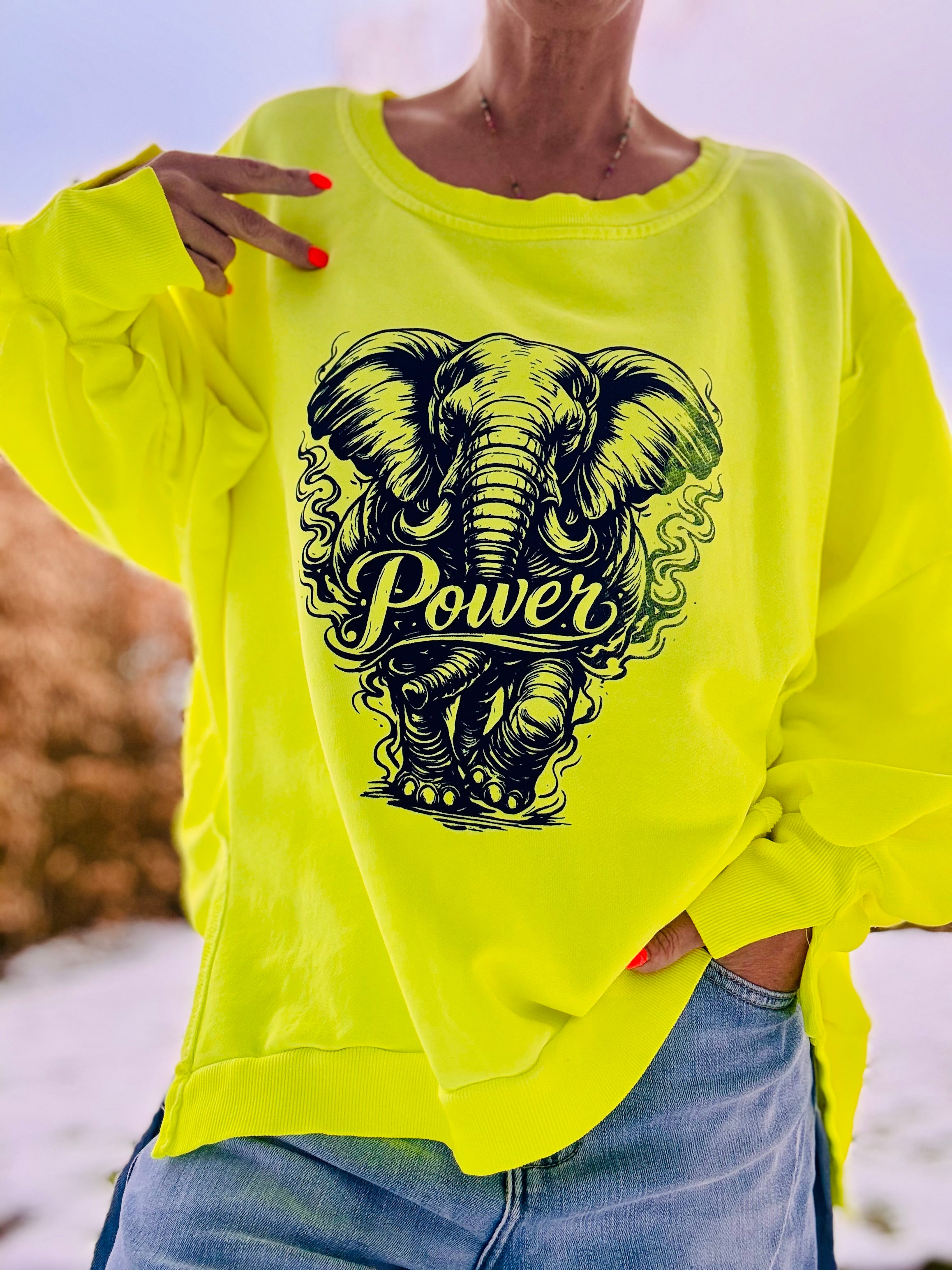 Lieblings Oversize Sweatshirt Elefant POWER NEON
