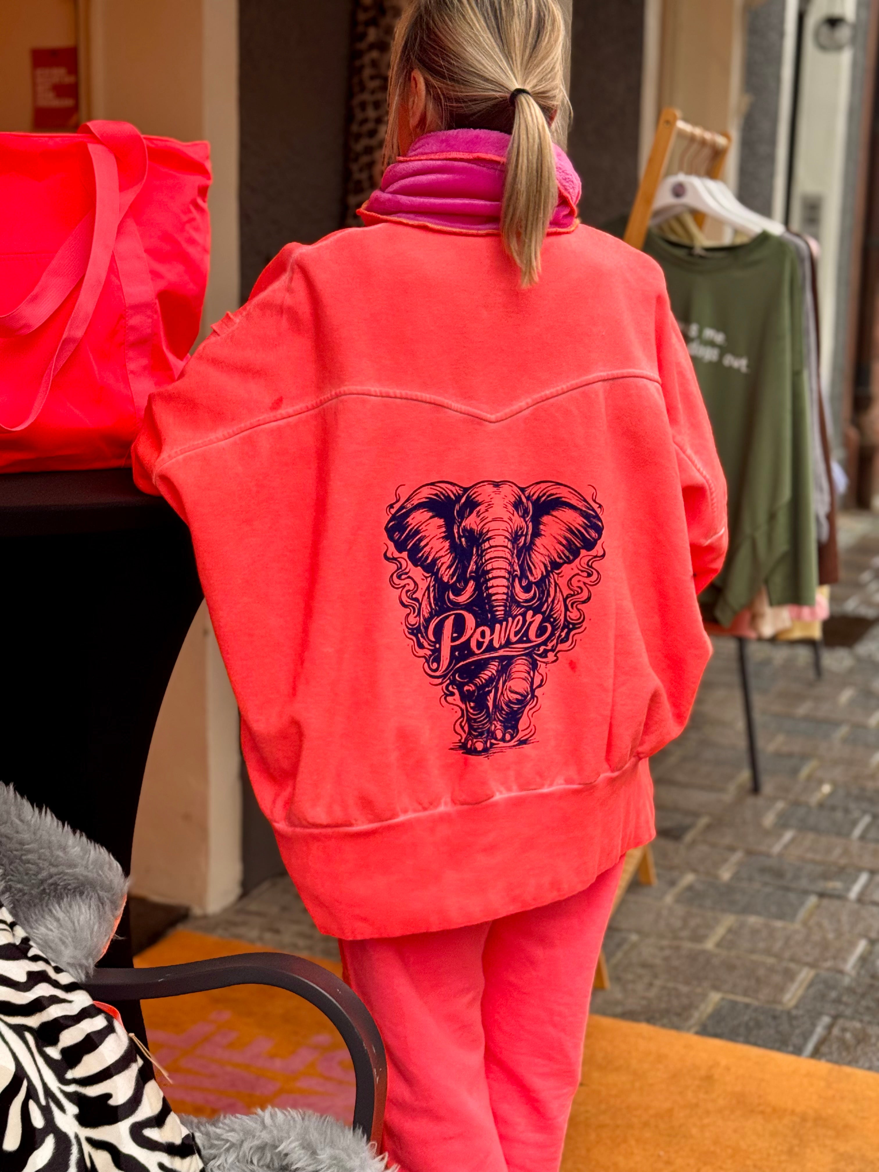 Oversize Sweatjacke NEON Elefant POWER