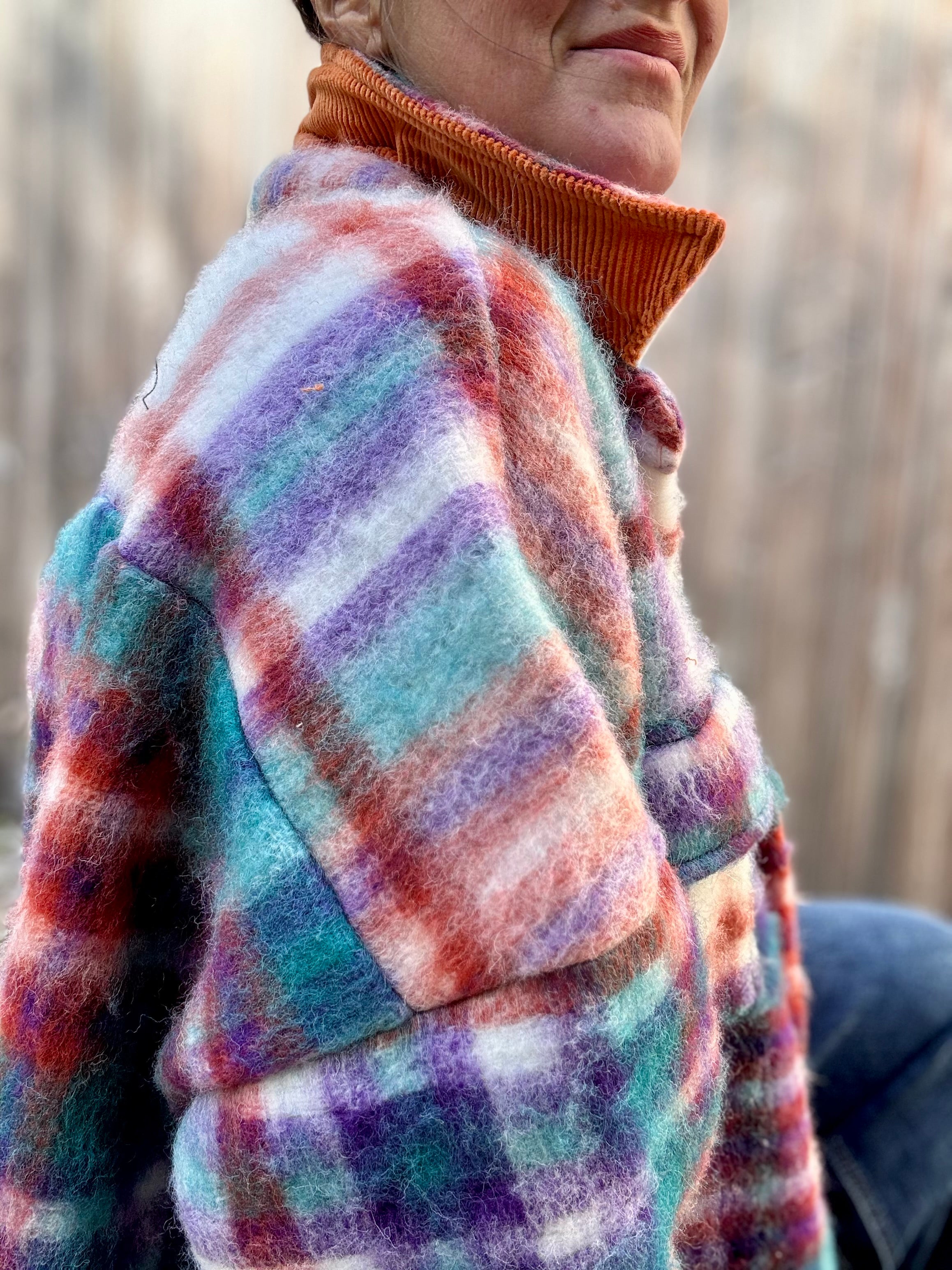 Caro Karo Hemd Jacke superflausch Oversize