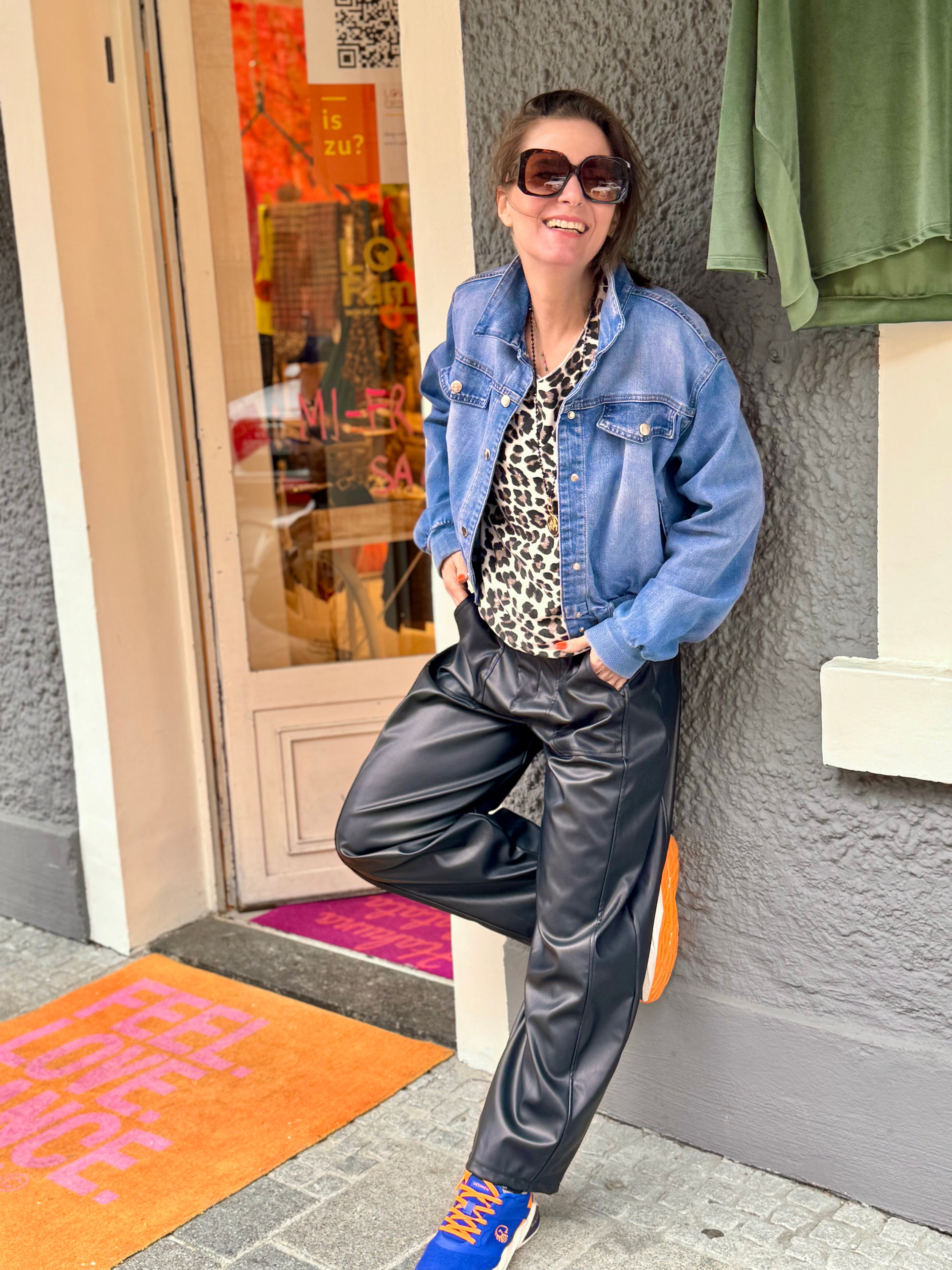 Wide Leg Hose Lederhose