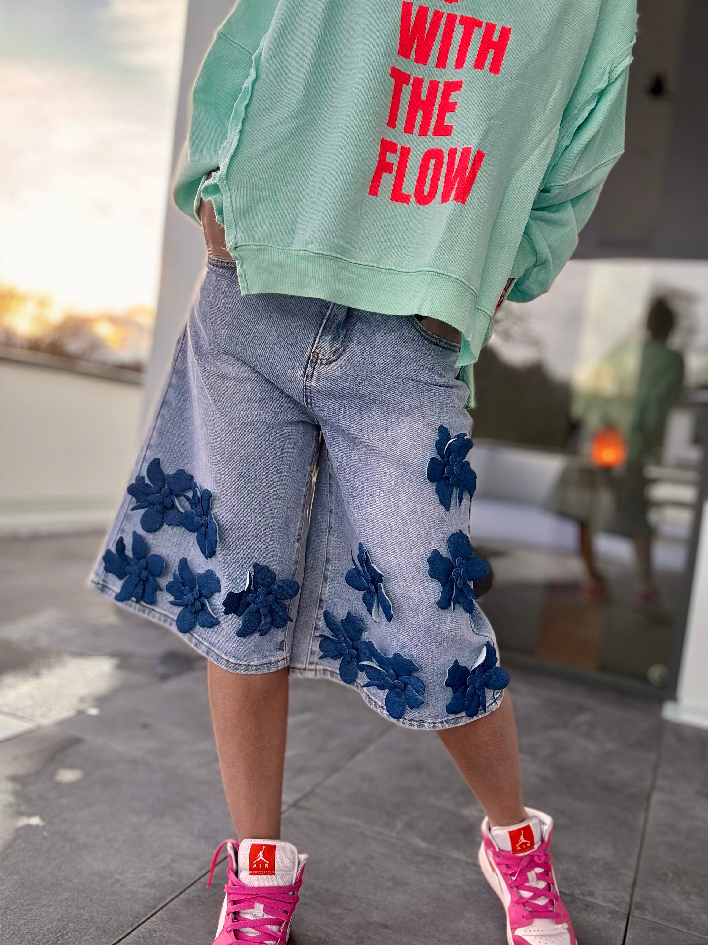 Jeans Bermuda Bloom Blumen